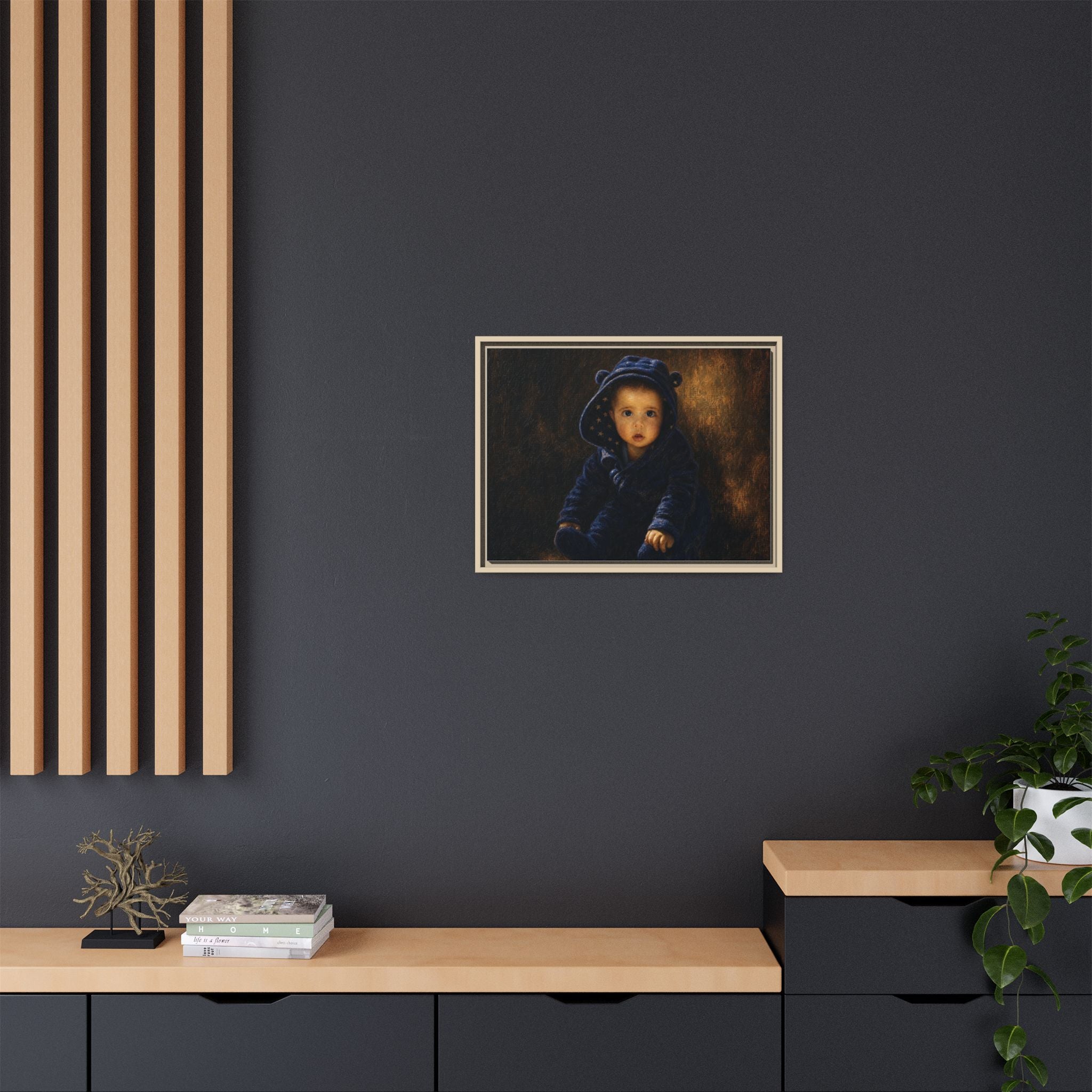 Framed Matte Canvas Print — Vintage Baby Portrait Wall Art