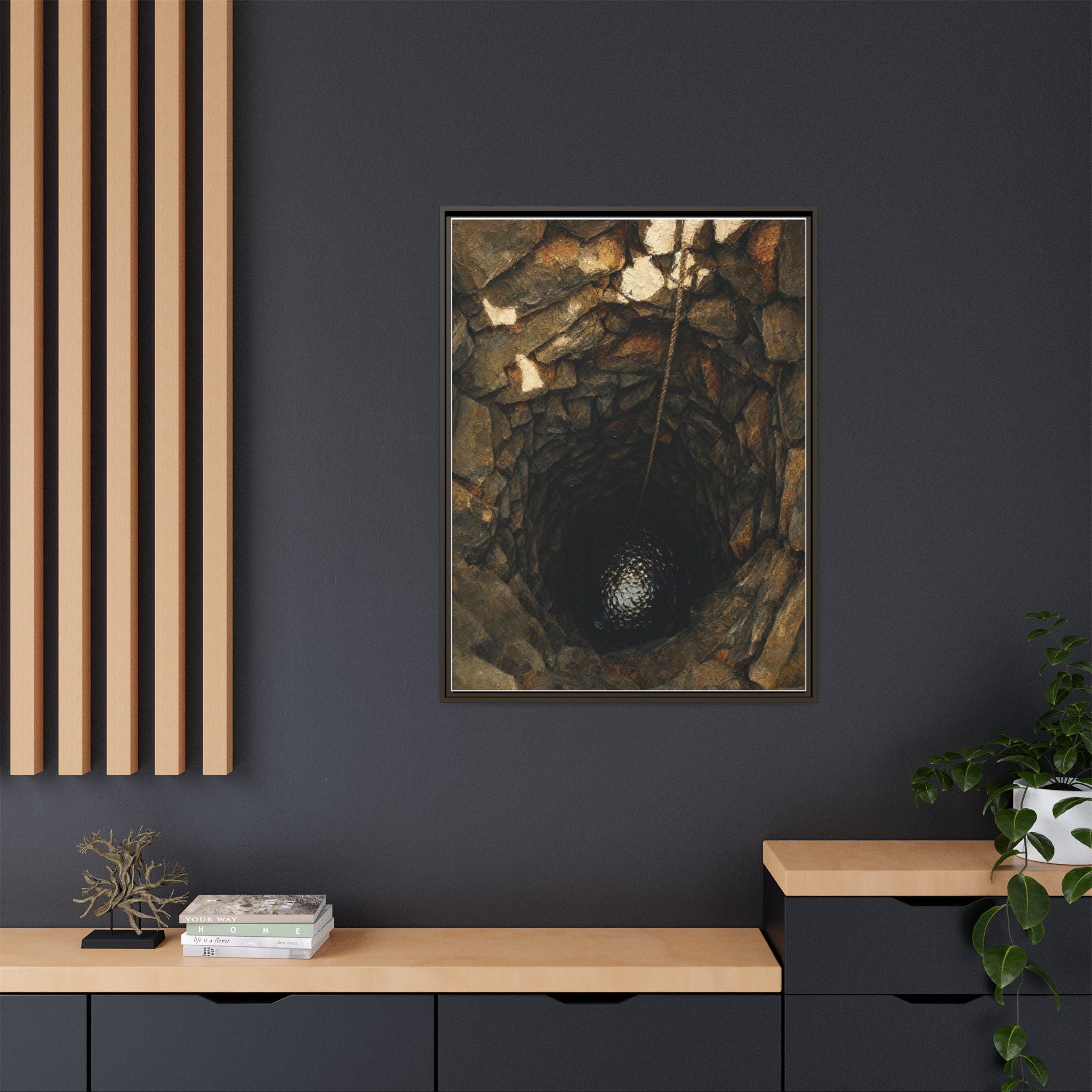 Framed Matte Canvas Wall Art — Rustic Stone Well Photography