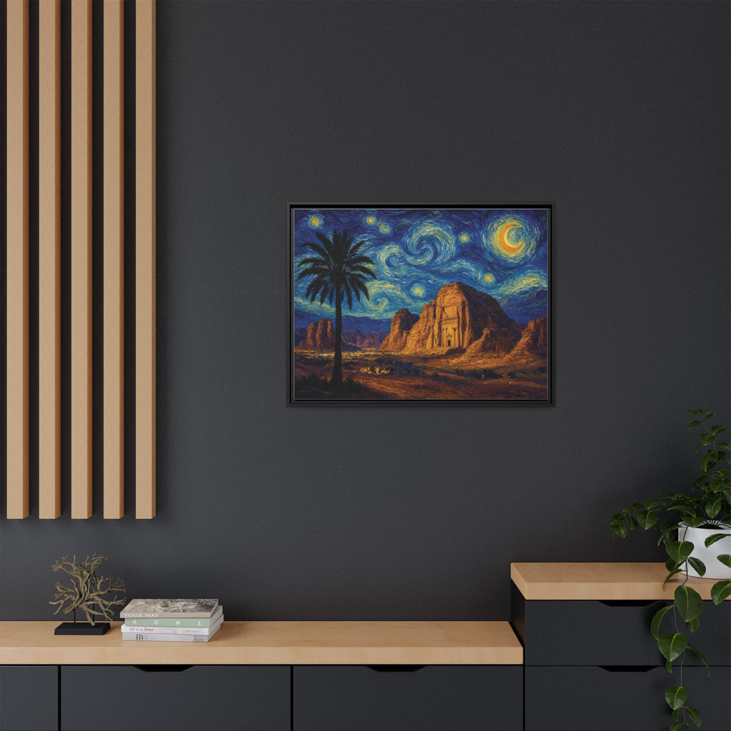 Starry Night Desert — Framed Matte Canvas Wall Art