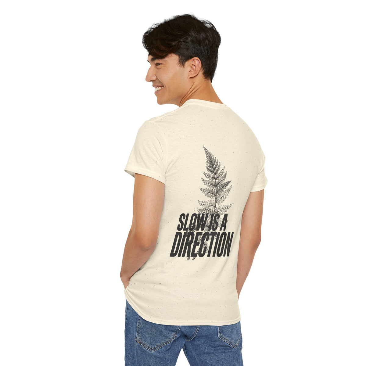Fern Graphic Tee — "Slowest Direction" Minimal Nature T-Shirt
