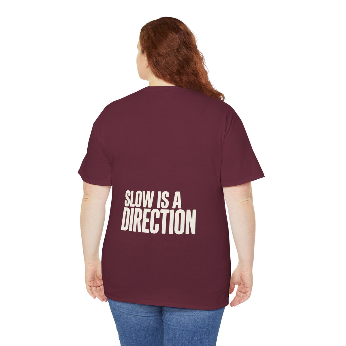 Slow Is a Direction T-Shirt — Retro Bold Typography Relaxed Tee