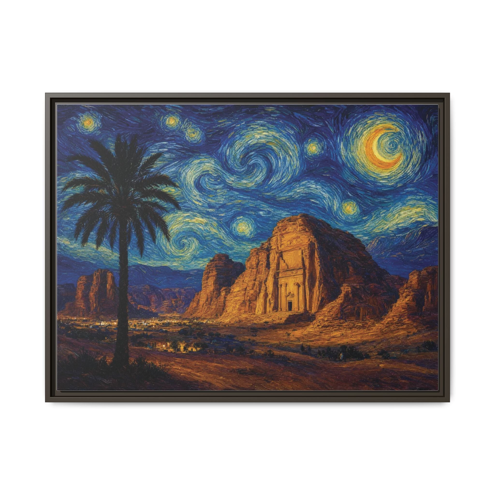 Starry Night Desert — Framed Matte Canvas Wall Art