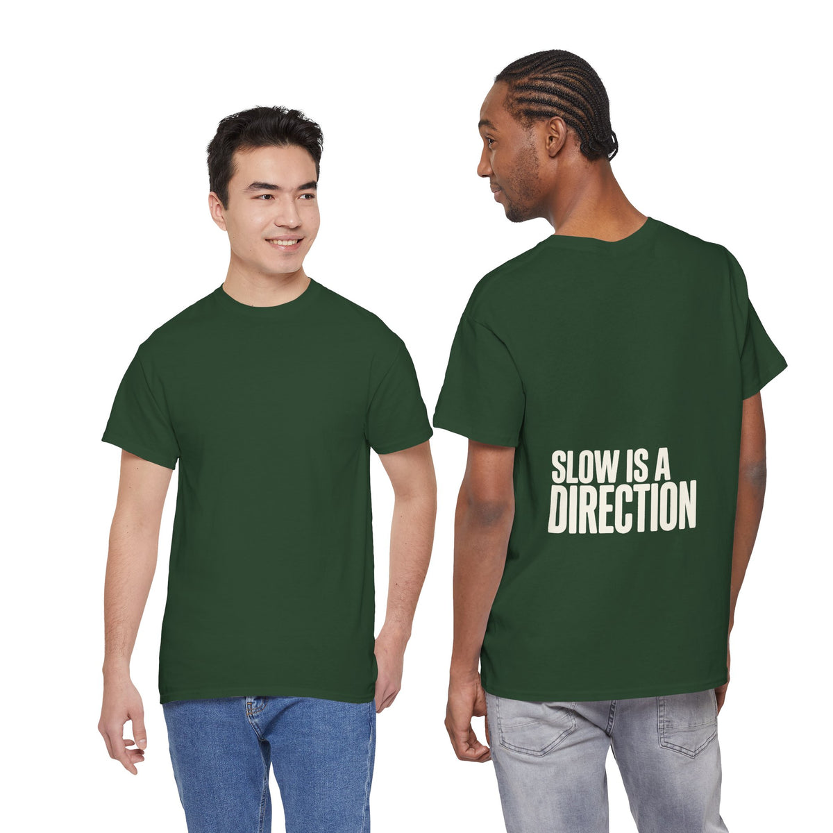 Slow Is a Direction T-Shirt — Retro Bold Typography Relaxed Tee