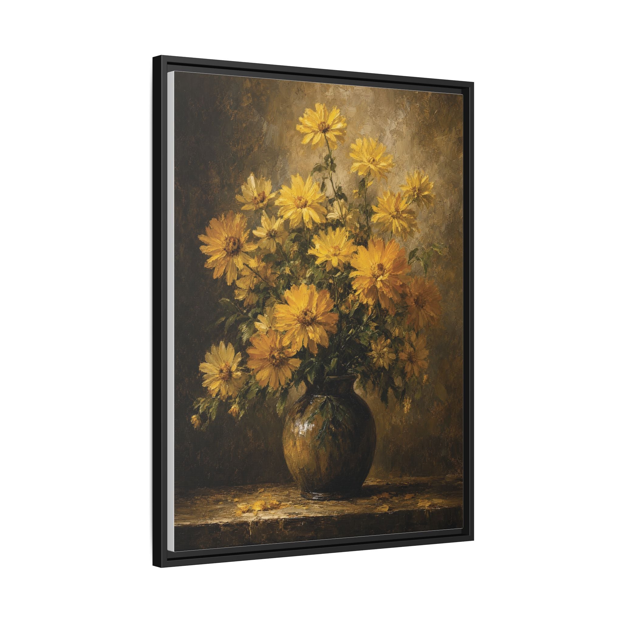 Framed Matte Canvas – Golden Daisy Still Life Wall Art