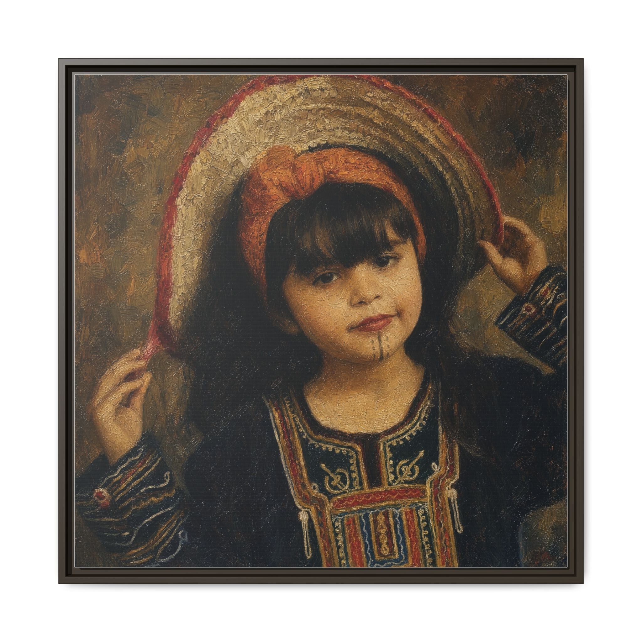 Framed Matte Canvas Wall Art — Vintage Portrait of a Girl