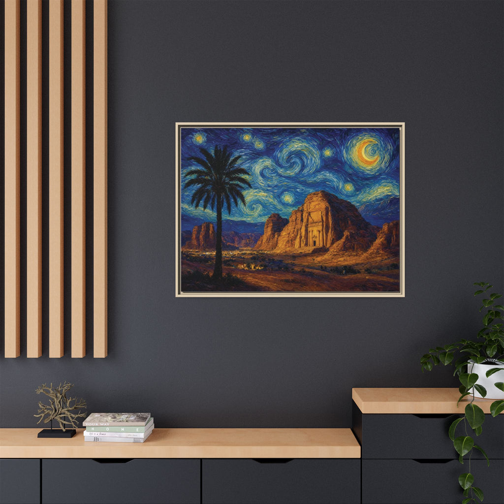 Starry Night Desert — Framed Matte Canvas Wall Art