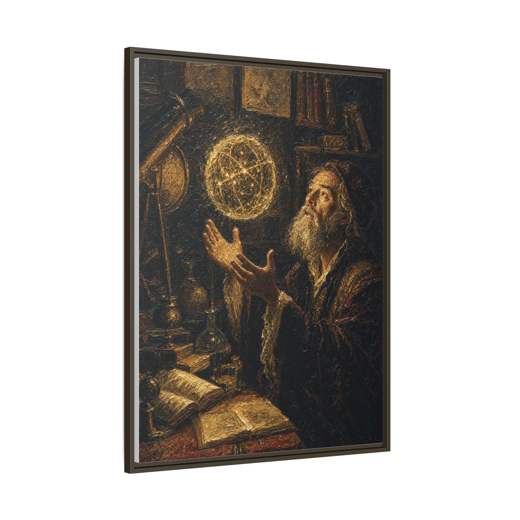 Framed Matte Canvas Art — Old Astronomer with Celestial Globe