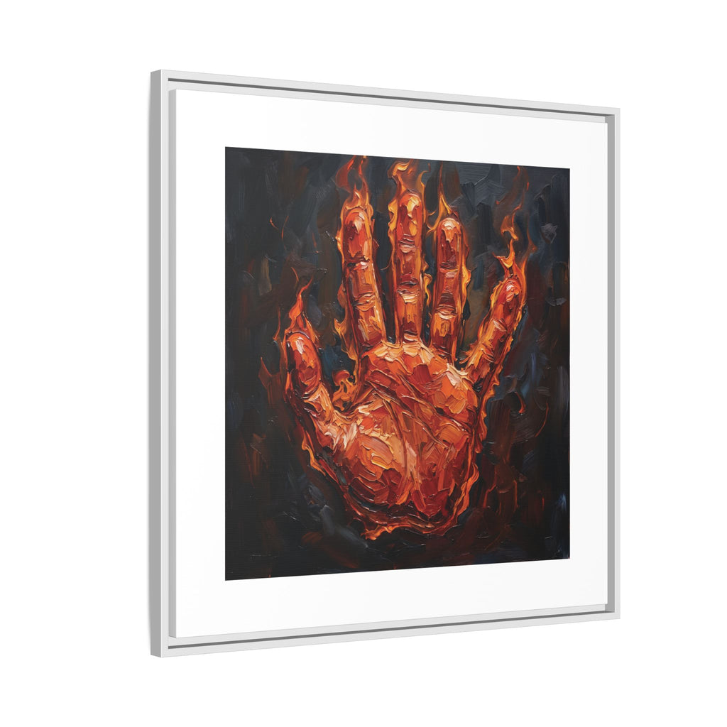 Framed Canvas Art – Fiery Handprint Painting