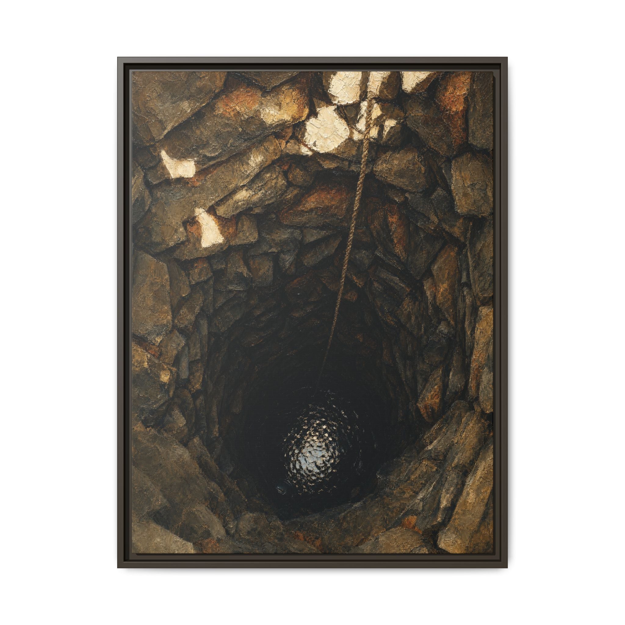 Framed Matte Canvas Wall Art — Rustic Stone Well Photography
