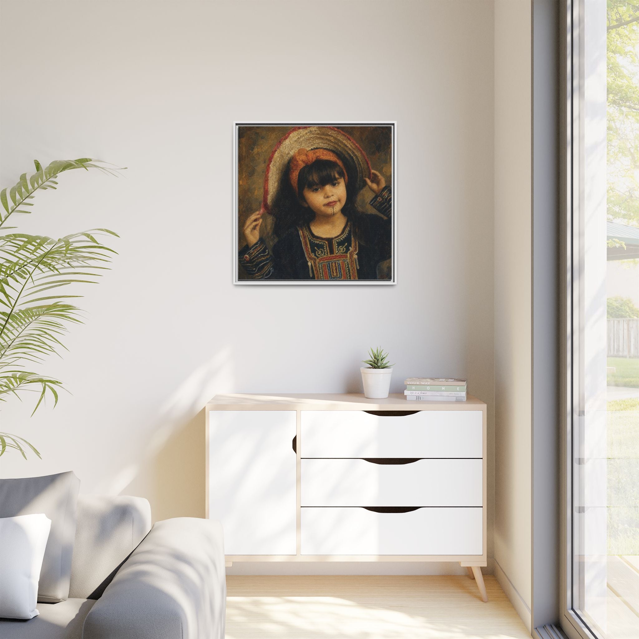 Framed Matte Canvas Wall Art — Vintage Portrait of a Girl