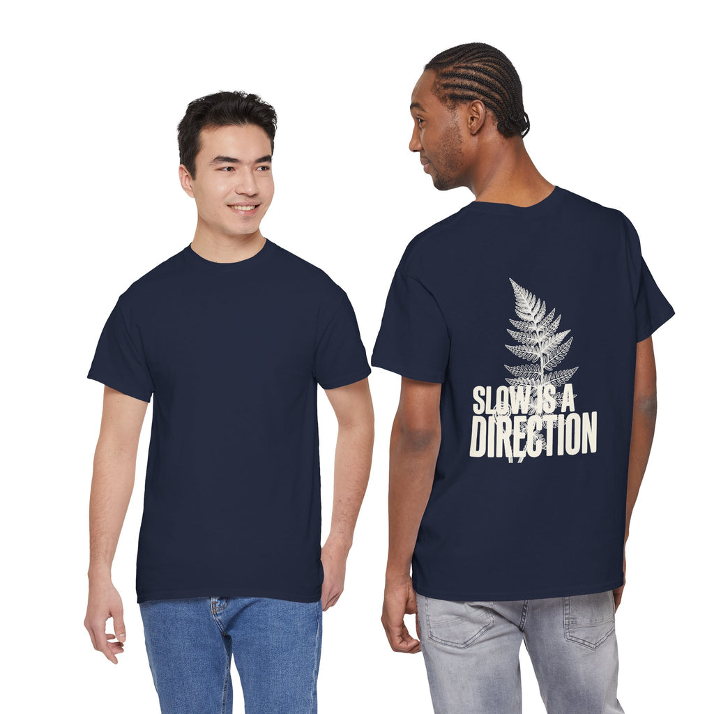 Fern Graphic T-Shirt — 'Slow Down & Direction' Vintage Nature Tee