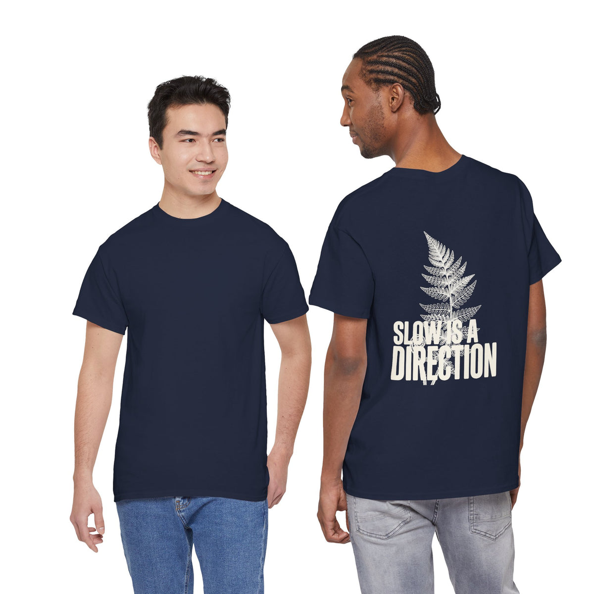 Fern Graphic T-Shirt — 'Slow Down & Direction' Vintage Nature Tee