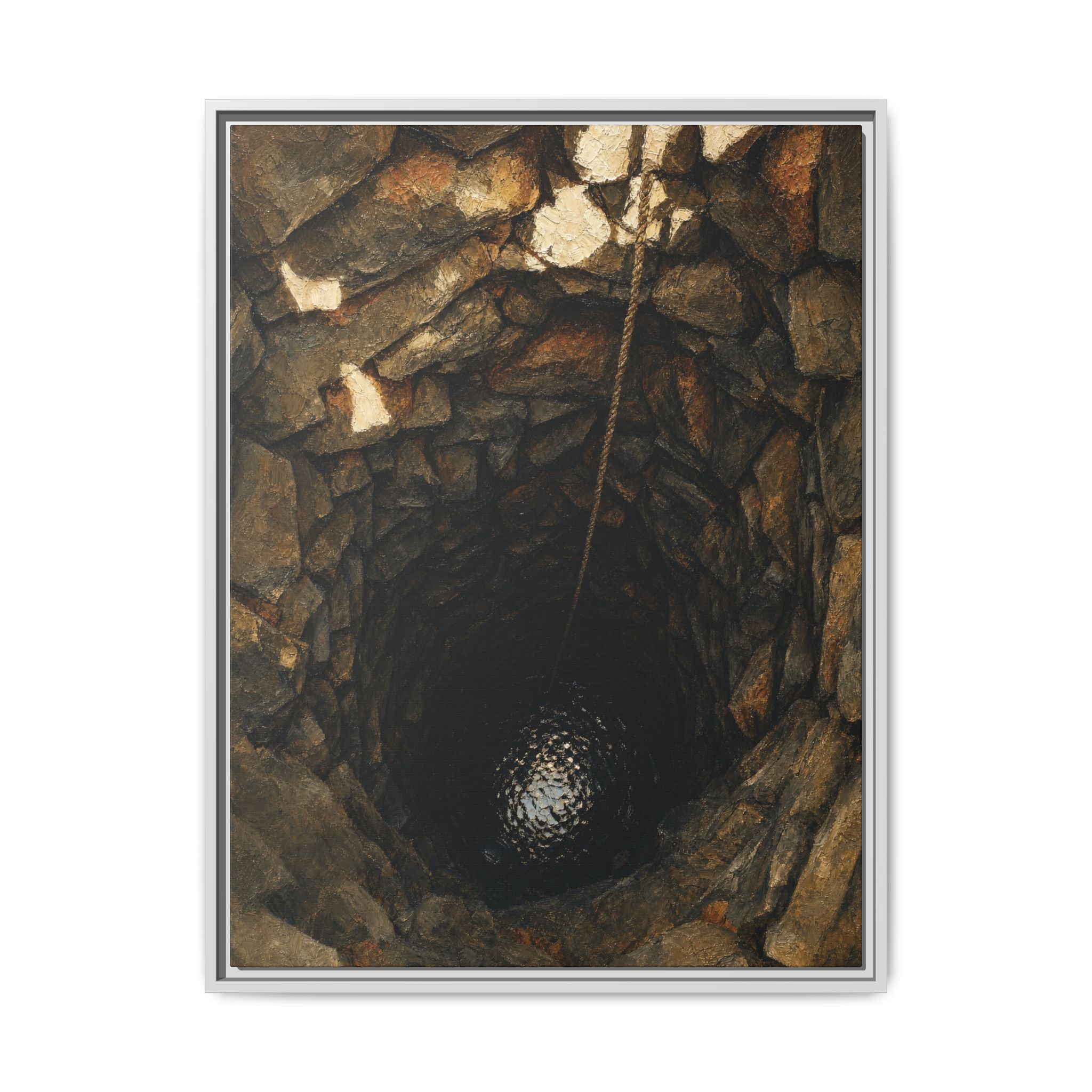 Framed Matte Canvas Wall Art — Rustic Stone Well Photography