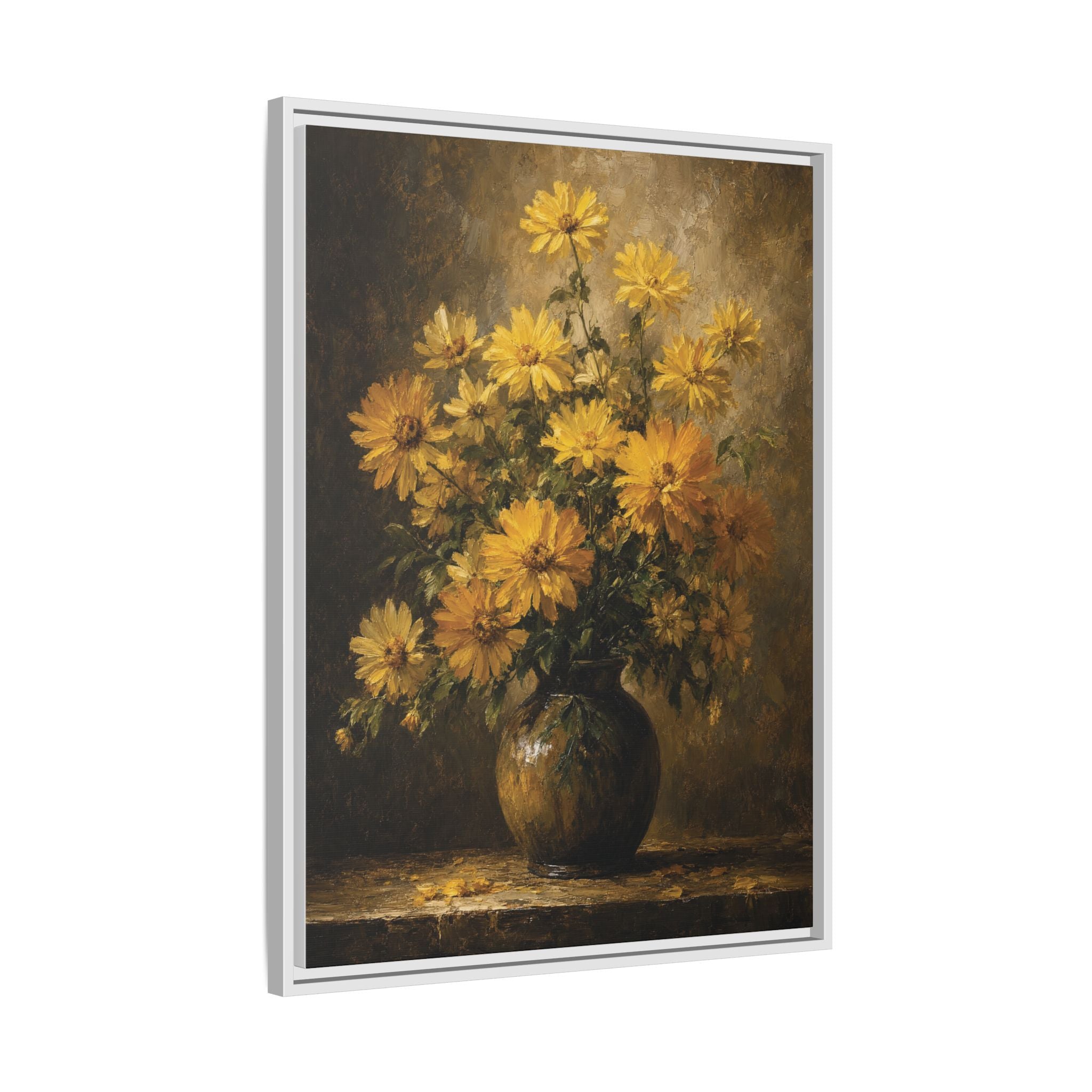 Framed Matte Canvas – Golden Daisy Still Life Wall Art