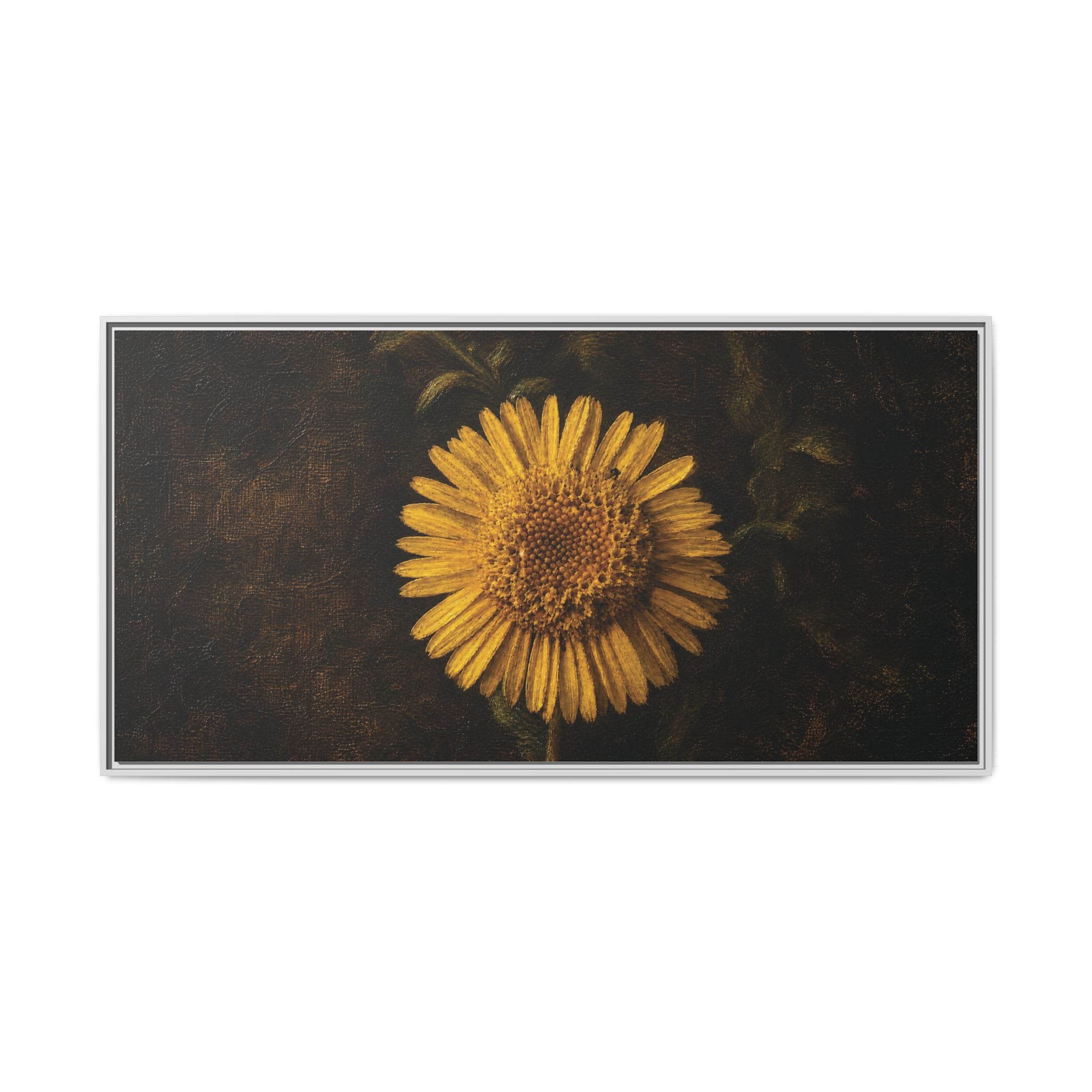 Framed Matte Canvas: Vintage Yellow Daisy Wall Art