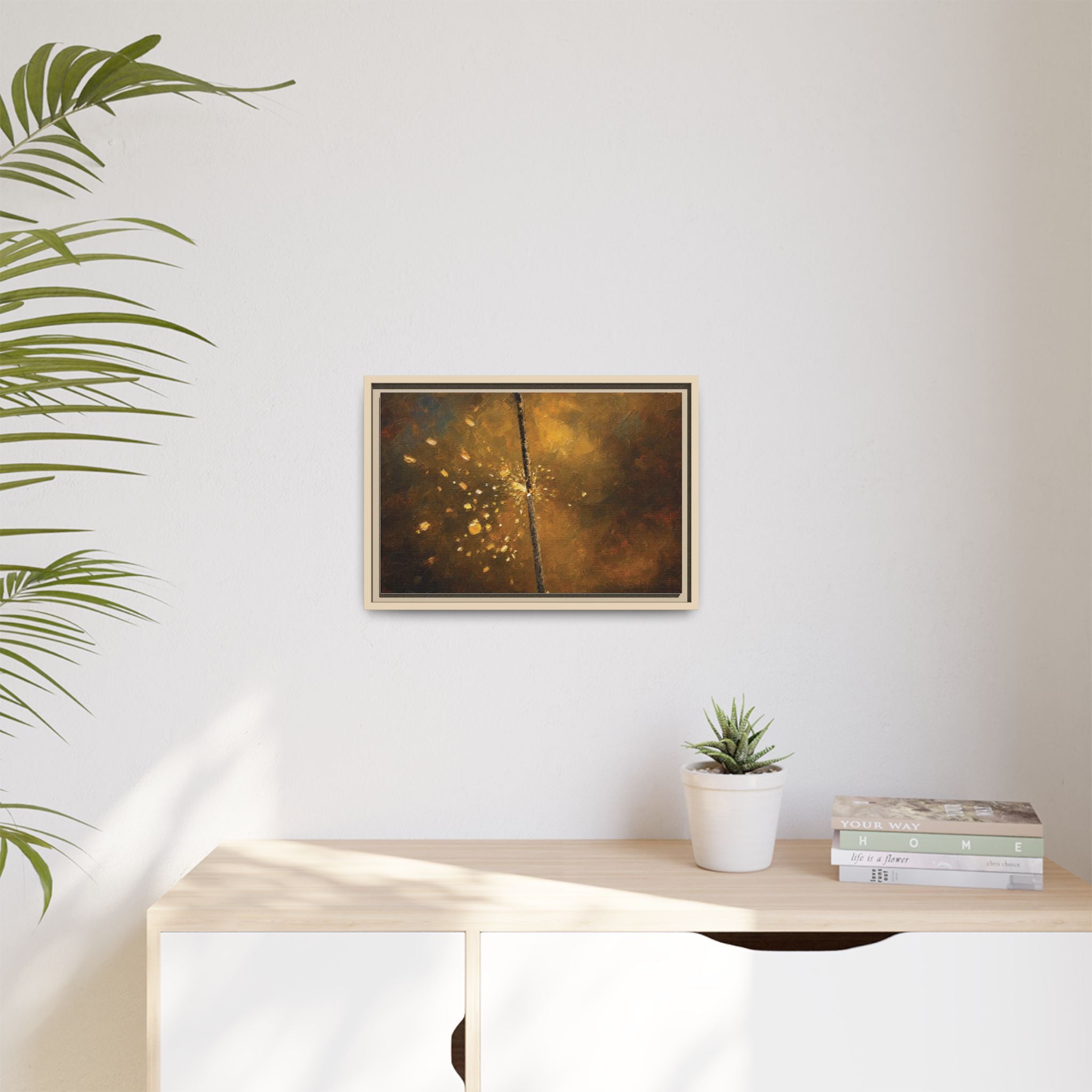Abstract Gold Splatter Matte Canvas Framed Wall Art
