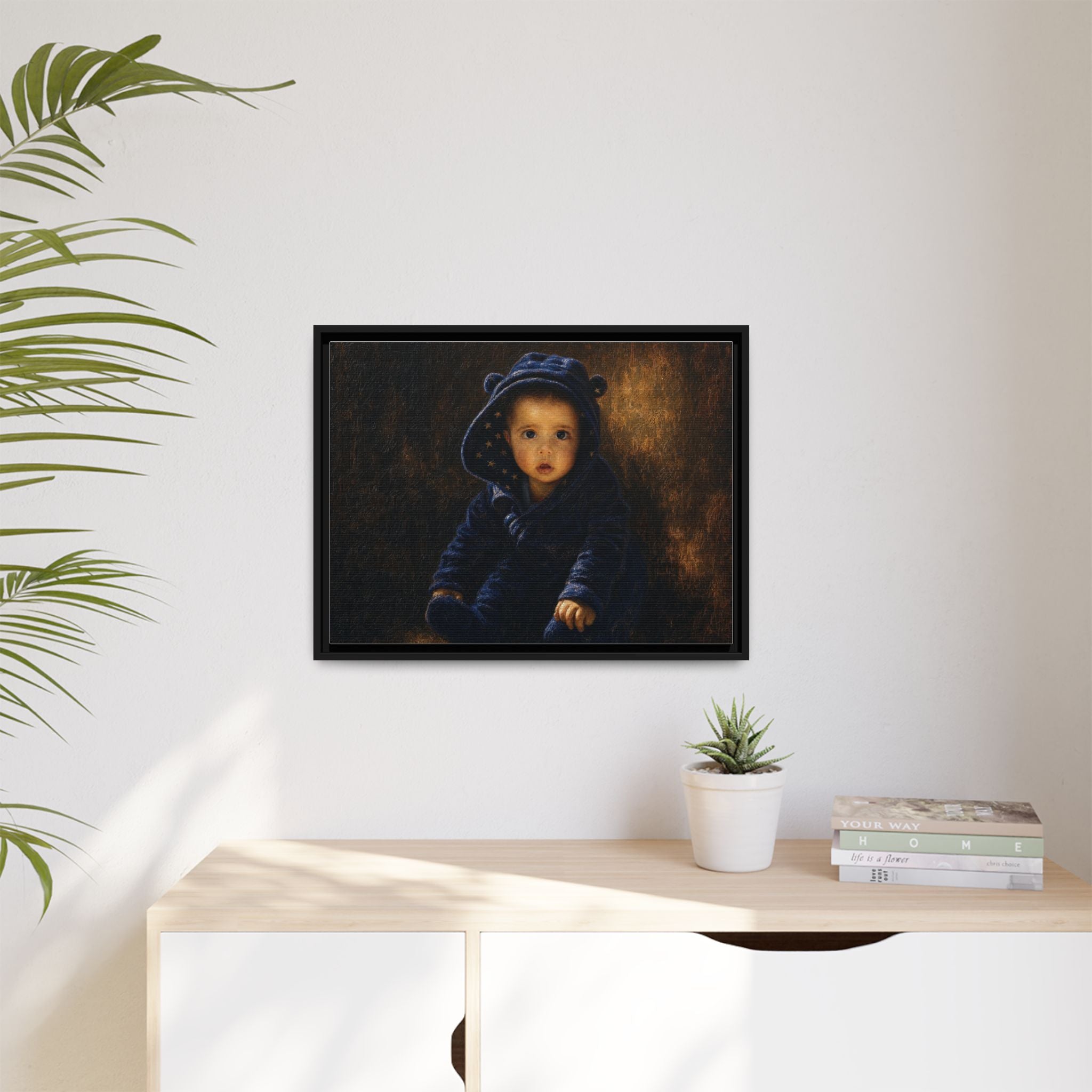 Framed Matte Canvas Print — Vintage Baby Portrait Wall Art