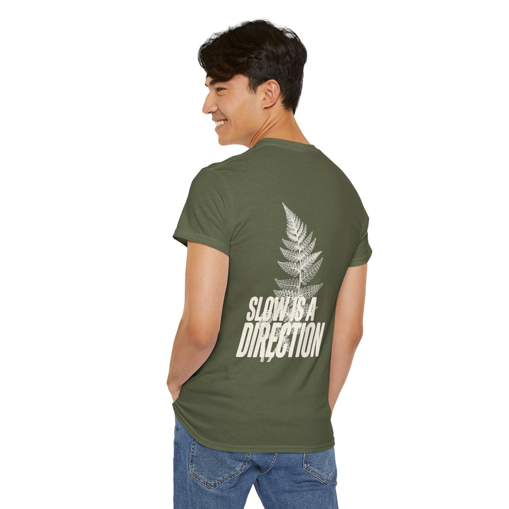 Fern Graphic T-Shirt — 'Slow Down & Direction' Vintage Nature Tee