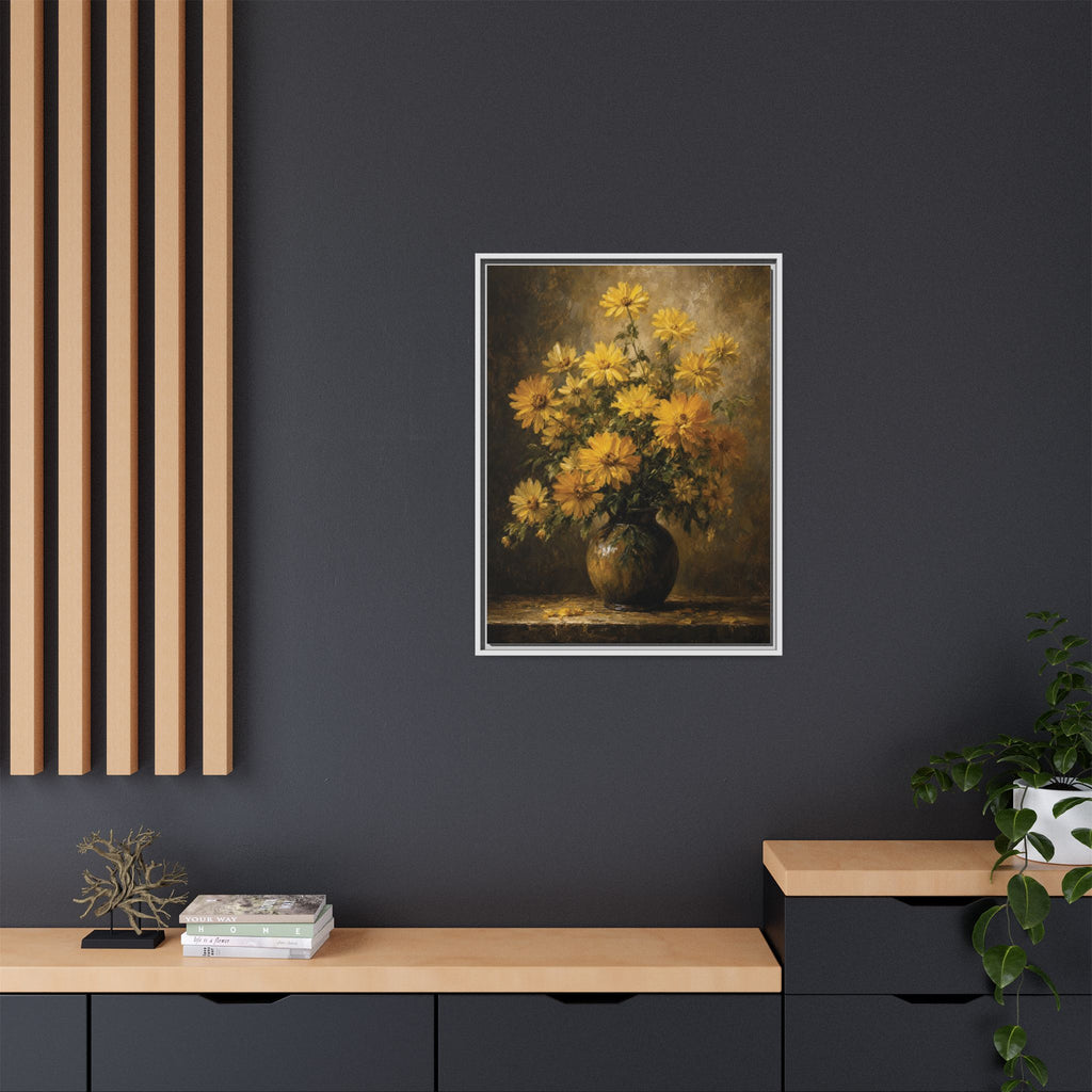 Framed Matte Canvas – Golden Daisy Still Life Wall Art