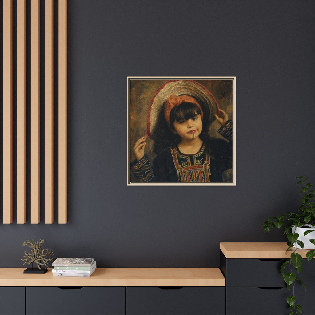Framed Matte Canvas Wall Art — Vintage Portrait of a Girl