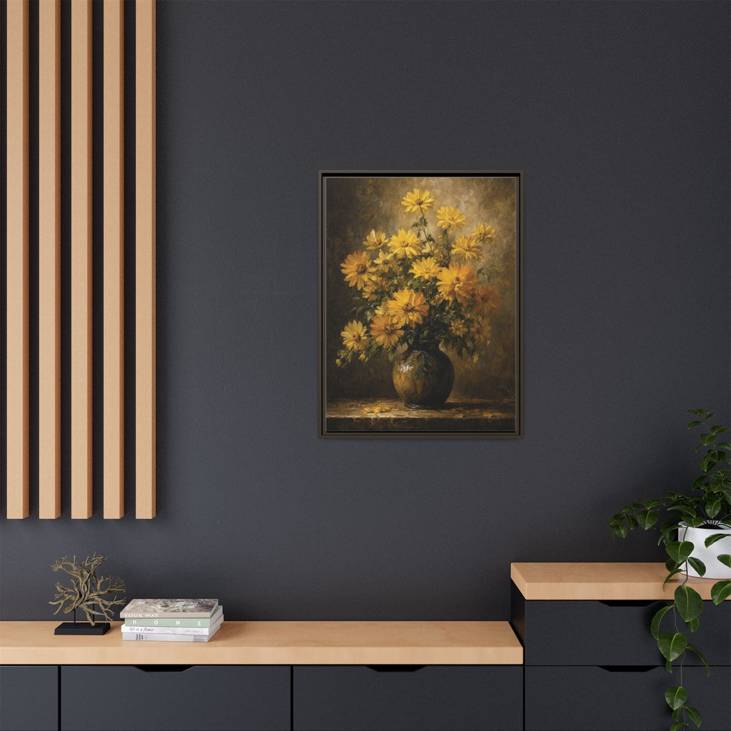 Framed Matte Canvas – Golden Daisy Still Life Wall Art