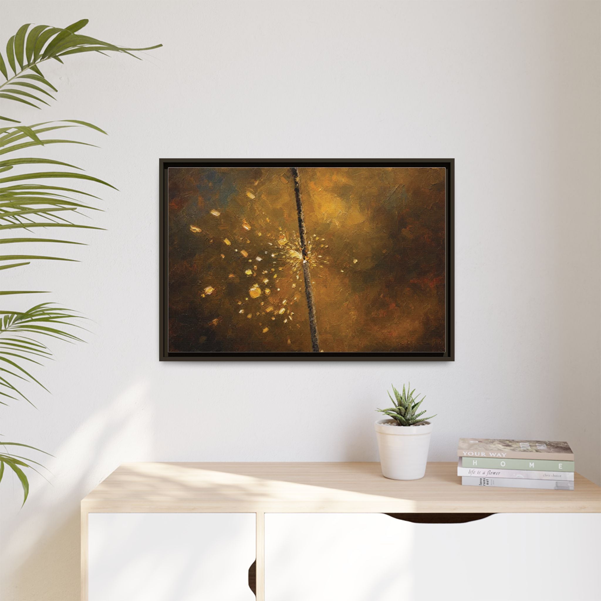 Abstract Gold Splatter Matte Canvas Framed Wall Art
