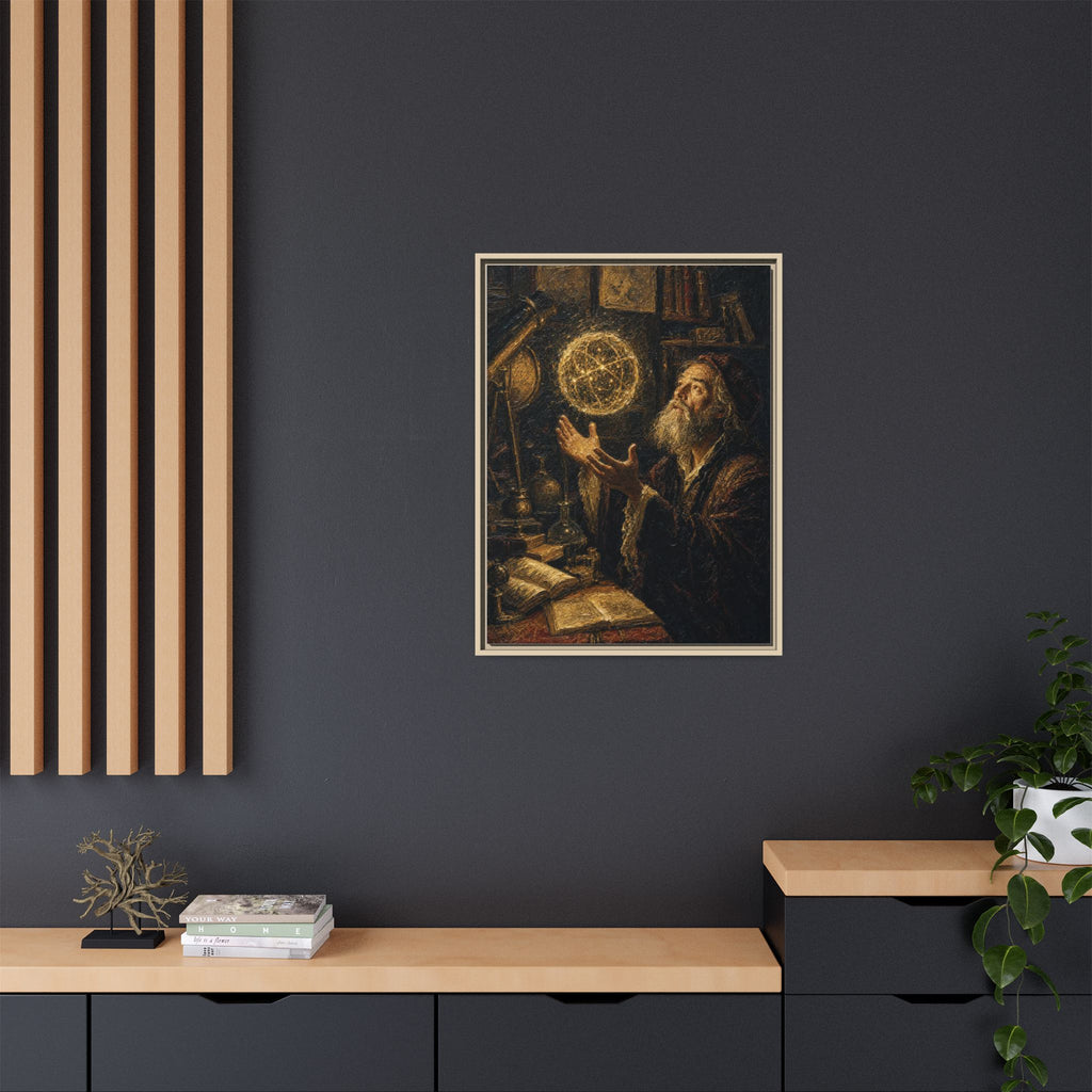 Framed Matte Canvas Art — Old Astronomer with Celestial Globe
