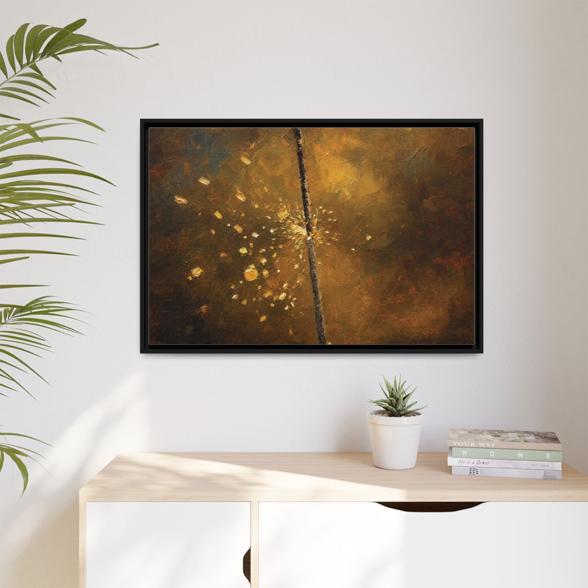 Abstract Gold Splatter Matte Canvas Framed Wall Art