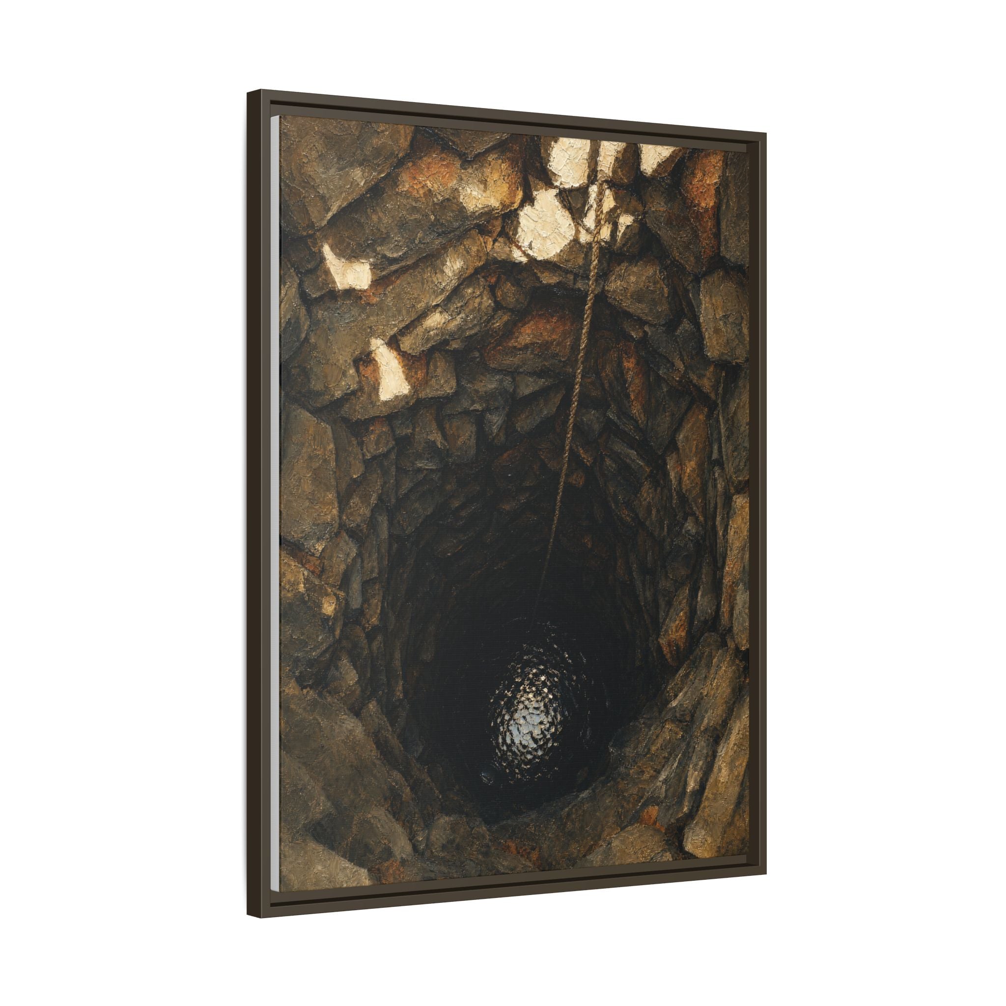 Framed Matte Canvas Wall Art — Rustic Stone Well Photography