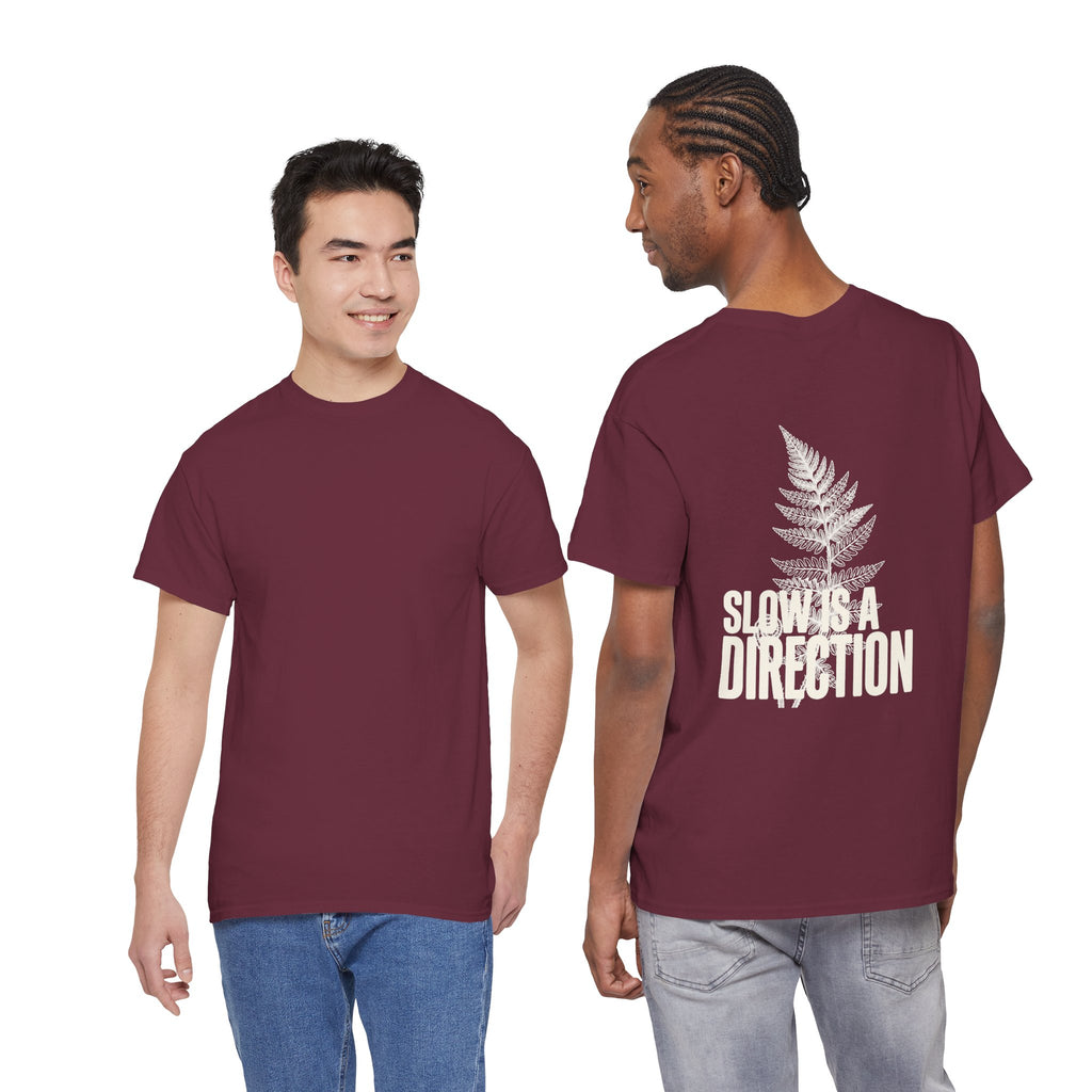 Fern Graphic T-Shirt — 'Slow Down & Direction' Vintage Nature Tee