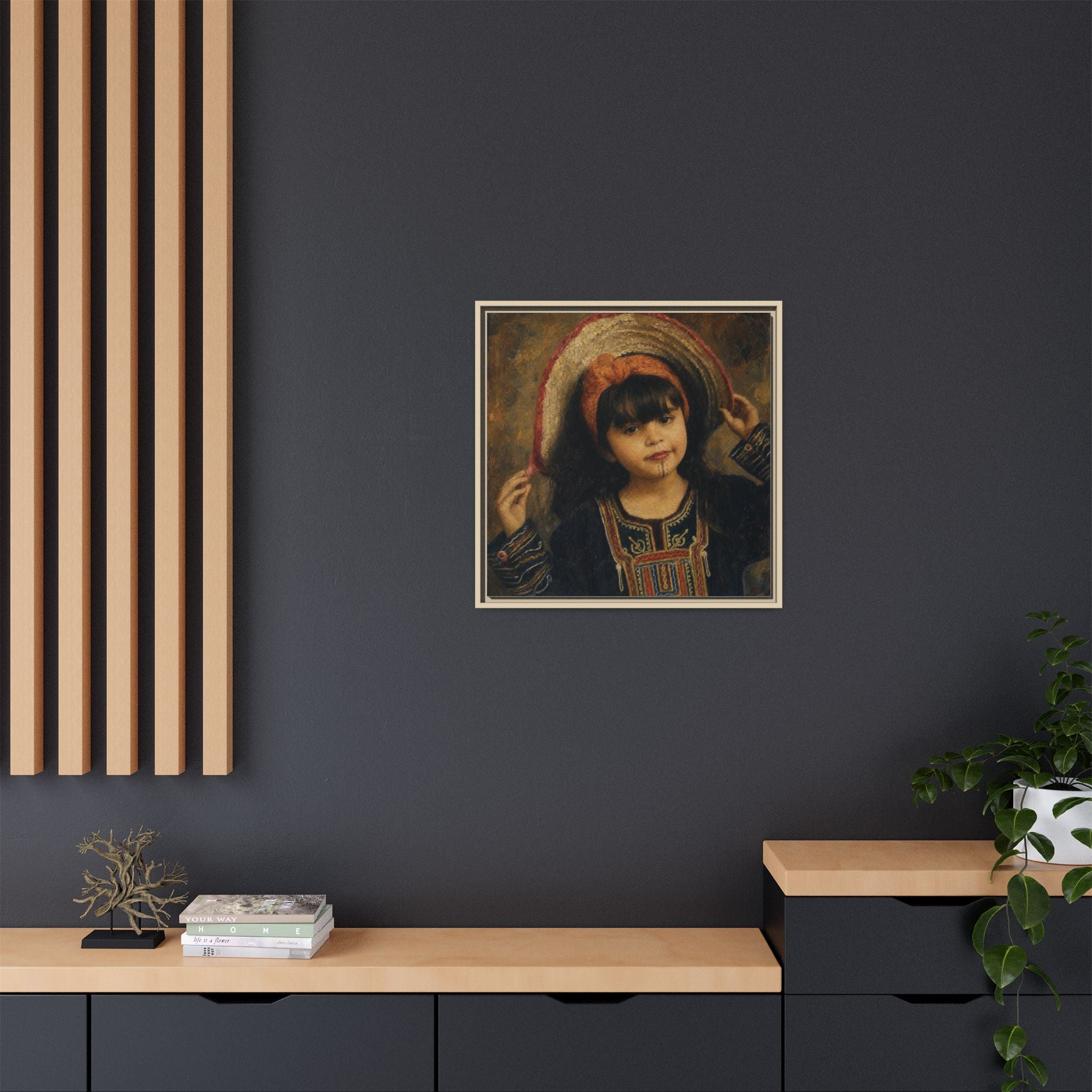 Framed Matte Canvas Wall Art — Vintage Portrait of a Girl