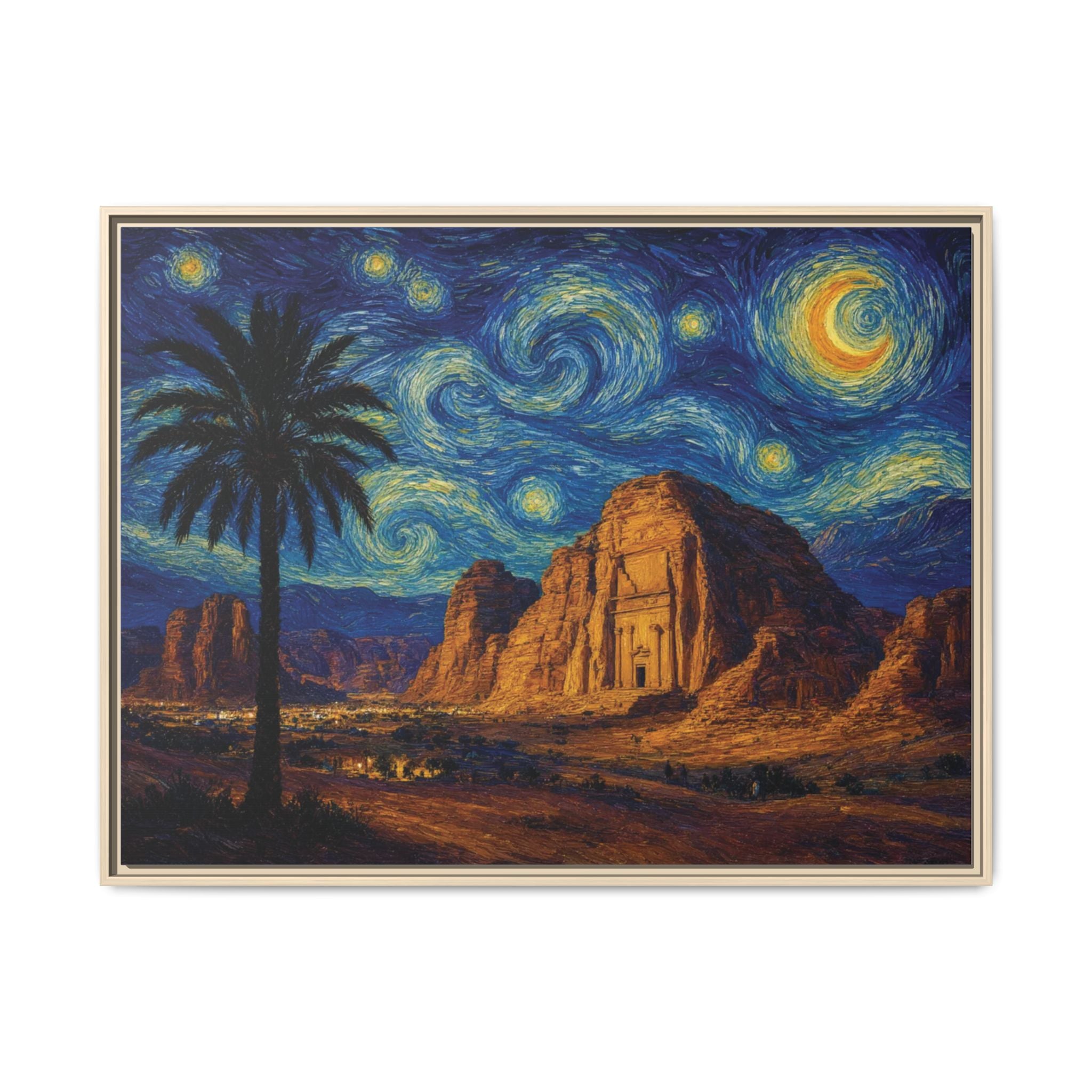 Starry Night Desert — Framed Matte Canvas Wall Art