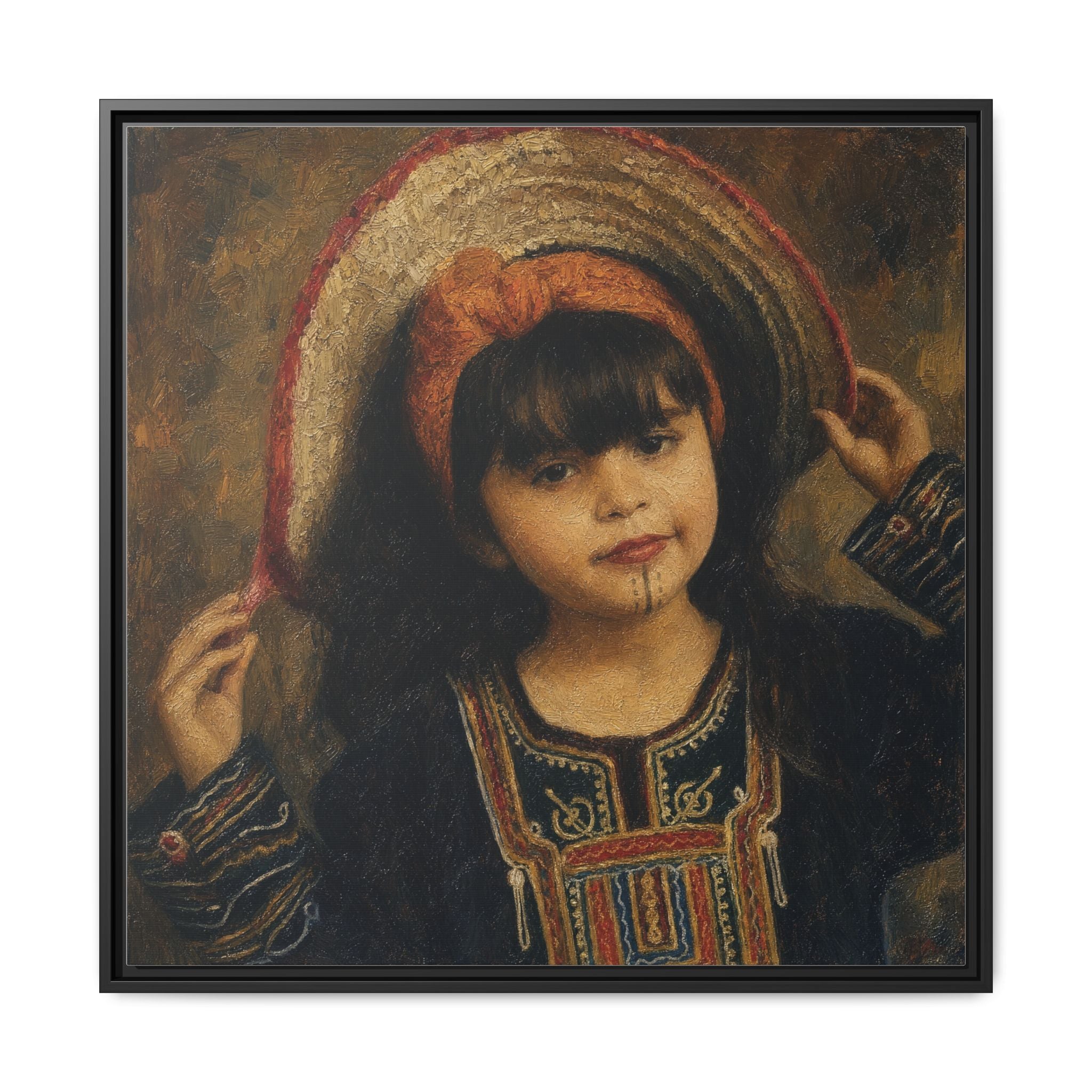 Framed Matte Canvas Wall Art — Vintage Portrait of a Girl
