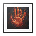 Framed Canvas Art – Fiery Handprint Painting