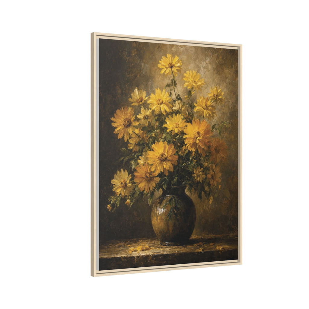 Framed Matte Canvas – Golden Daisy Still Life Wall Art