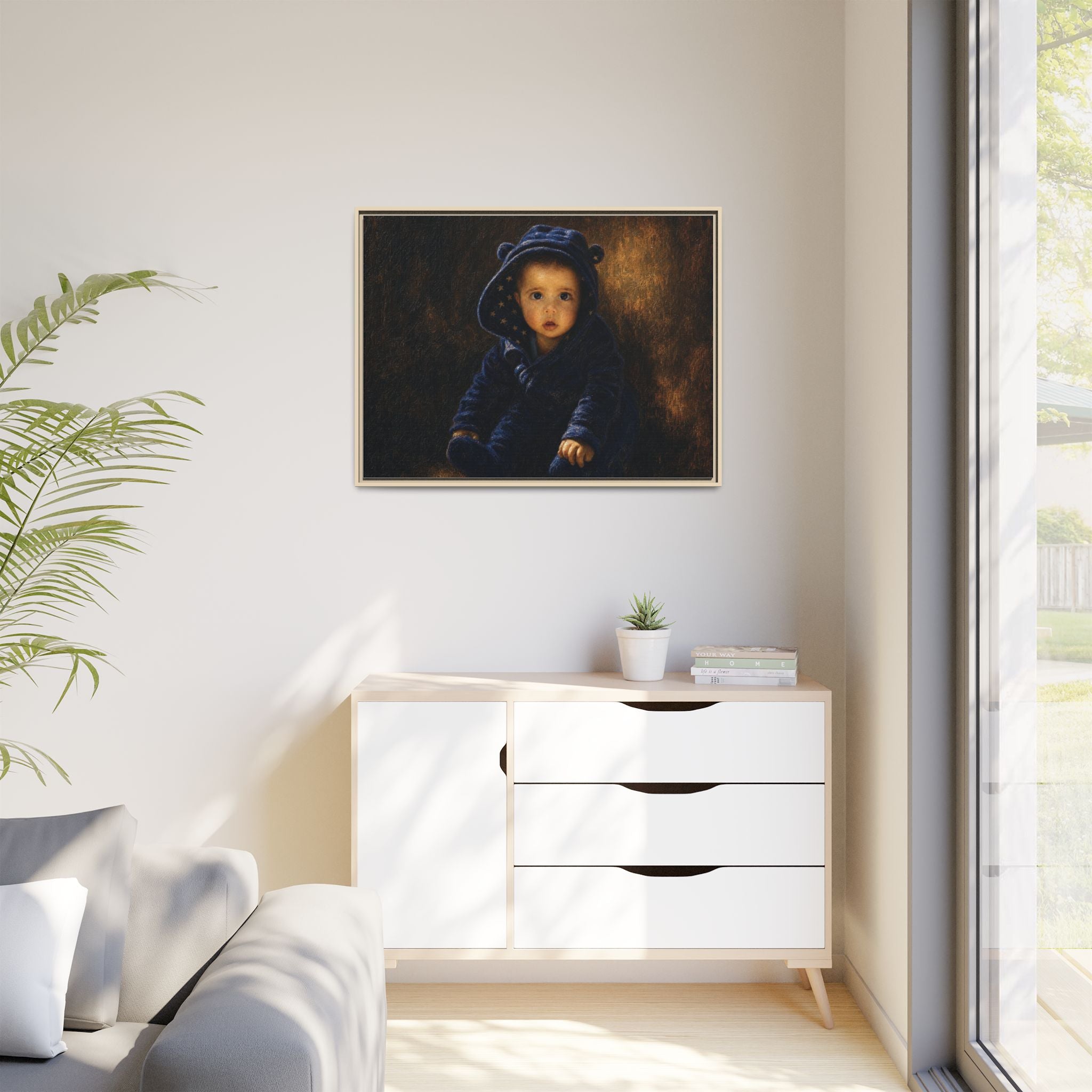 Framed Matte Canvas Print — Vintage Baby Portrait Wall Art