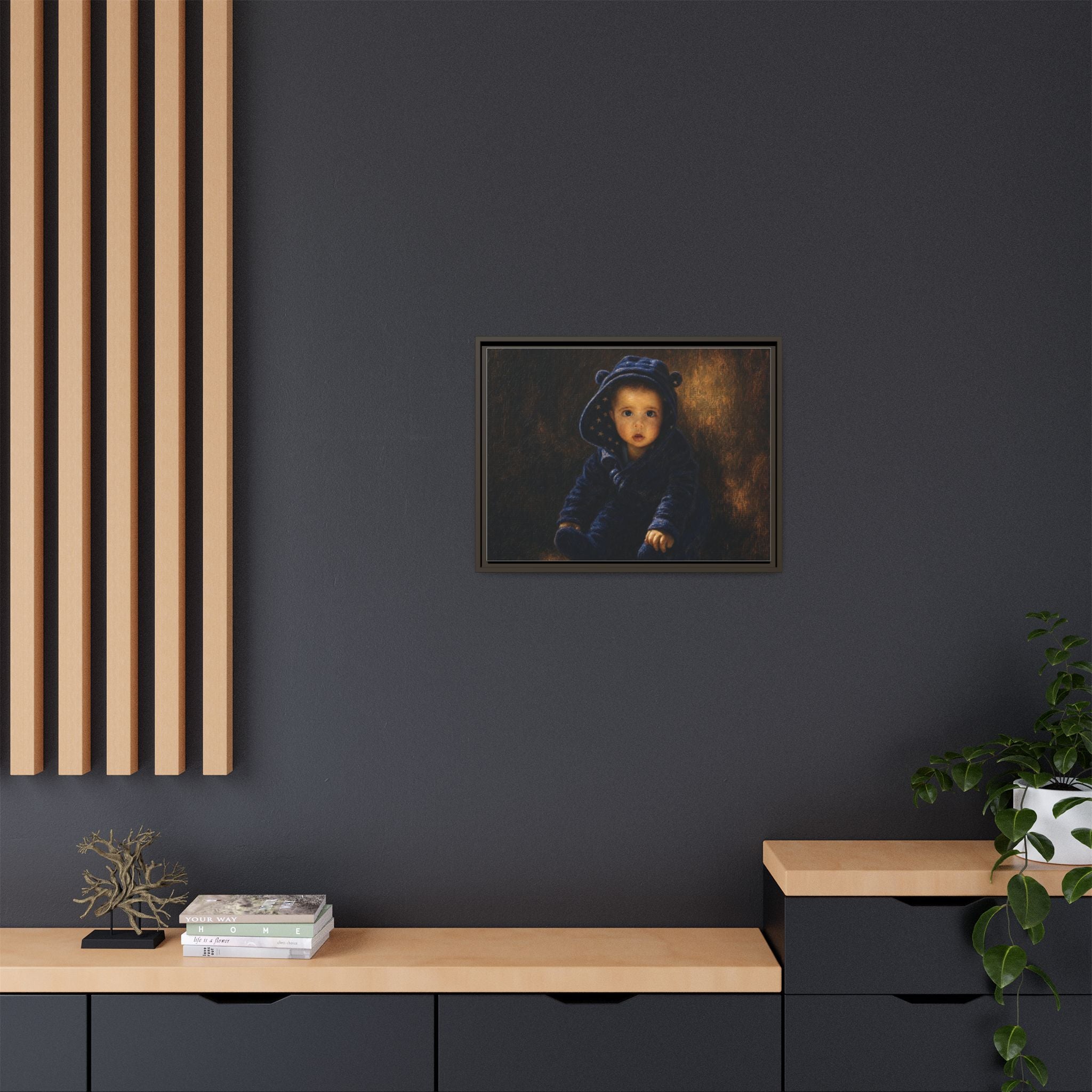 Framed Matte Canvas Print — Vintage Baby Portrait Wall Art
