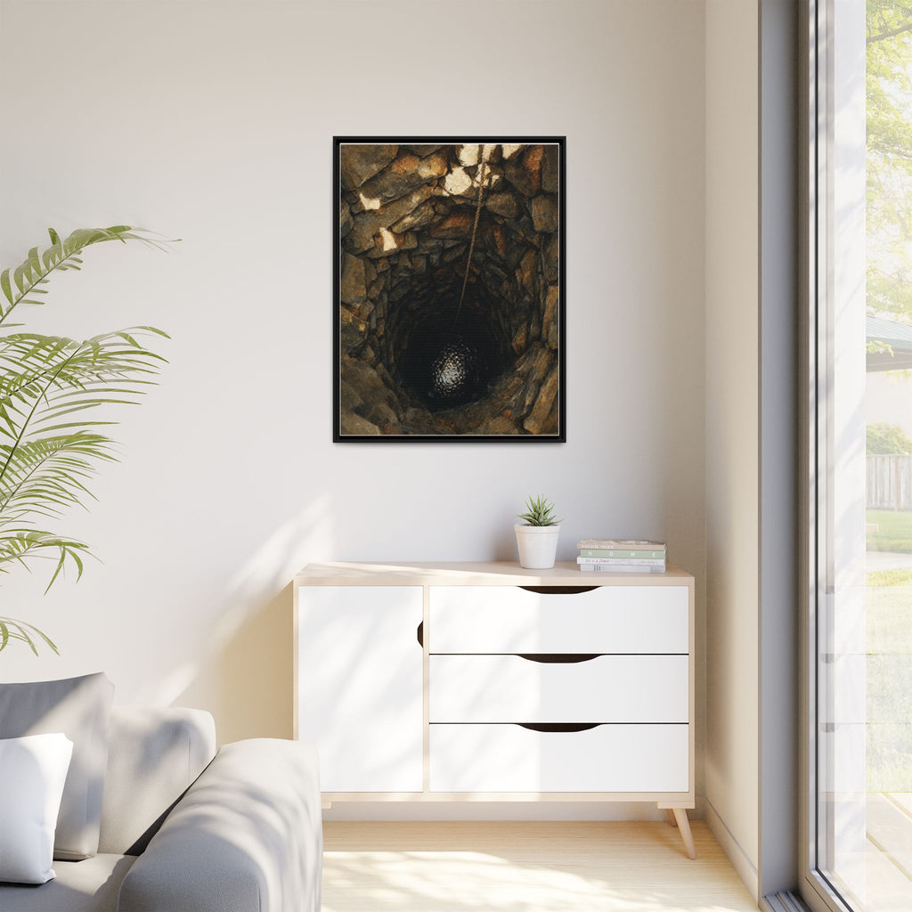 Framed Matte Canvas Wall Art — Rustic Stone Well Photography