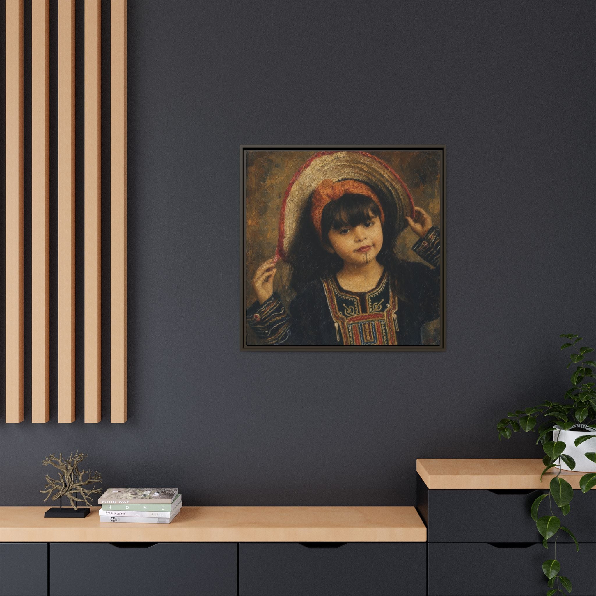 Framed Matte Canvas Wall Art — Vintage Portrait of a Girl