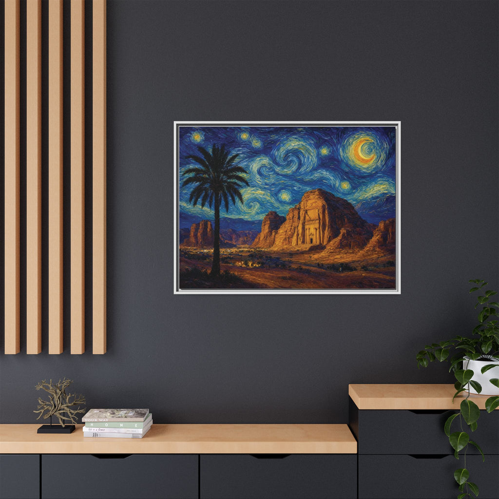 Starry Night Desert — Framed Matte Canvas Wall Art