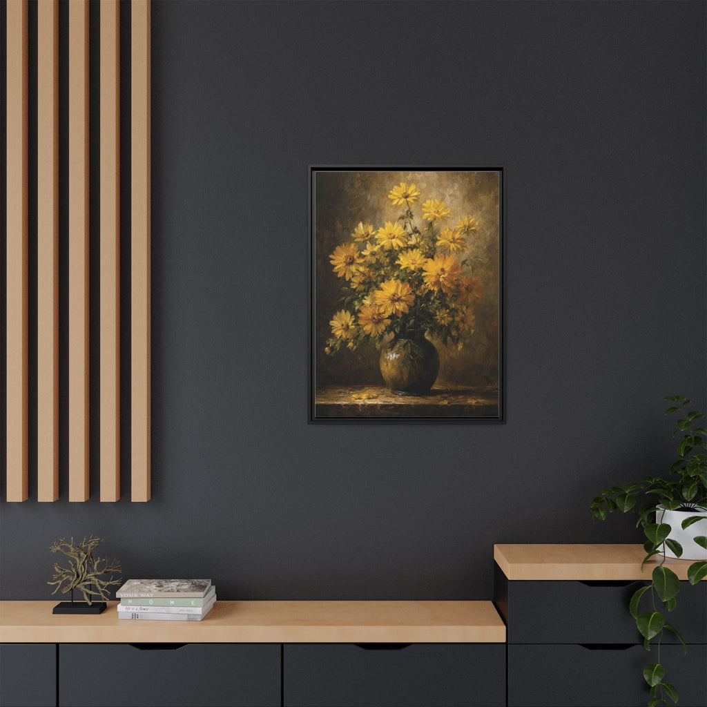 Framed Matte Canvas – Golden Daisy Still Life Wall Art