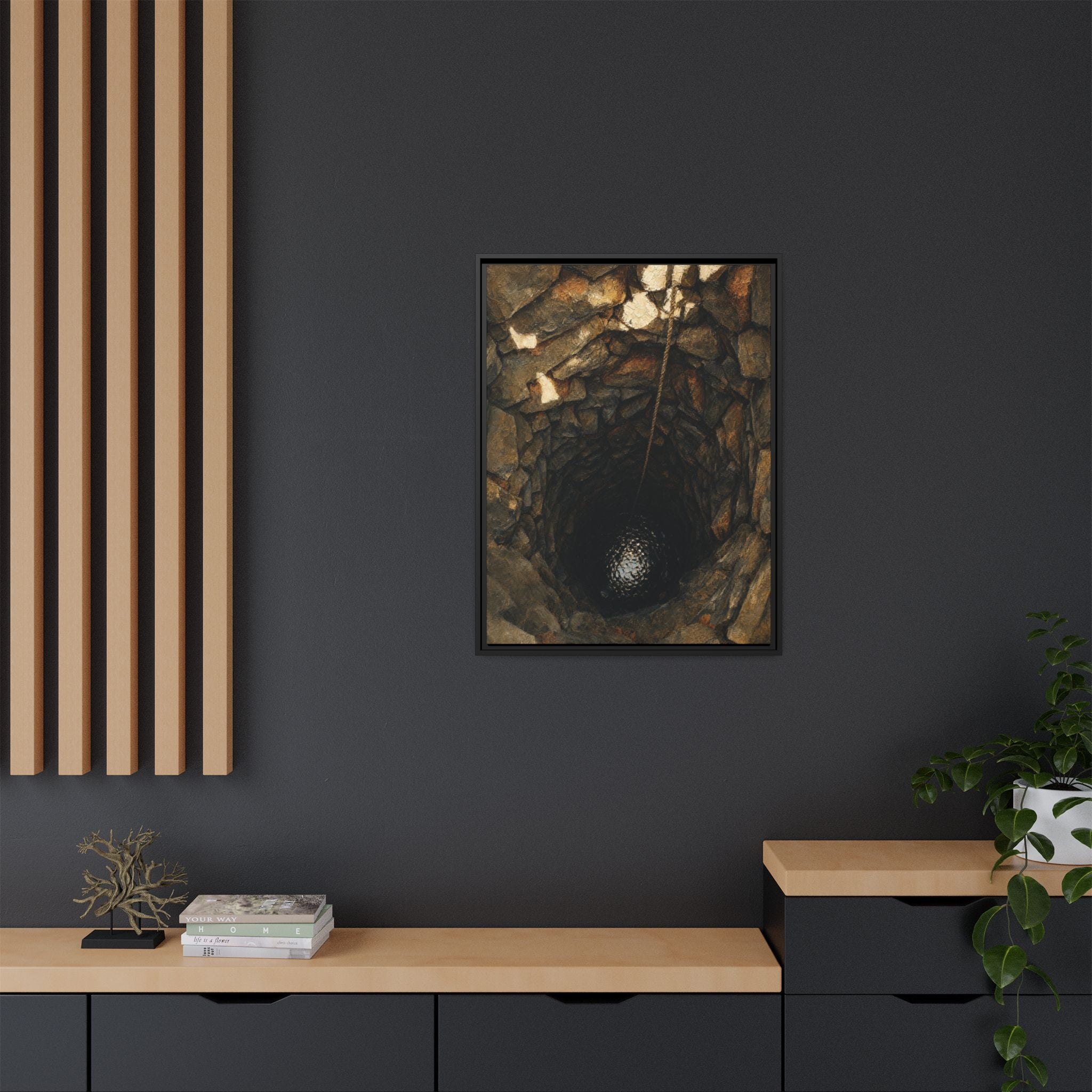 Framed Matte Canvas Wall Art — Rustic Stone Well Photography