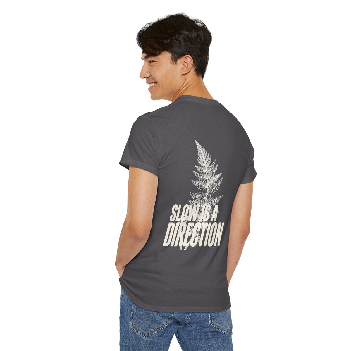 Fern Graphic T-Shirt — 'Slow Down & Direction' Vintage Nature Tee