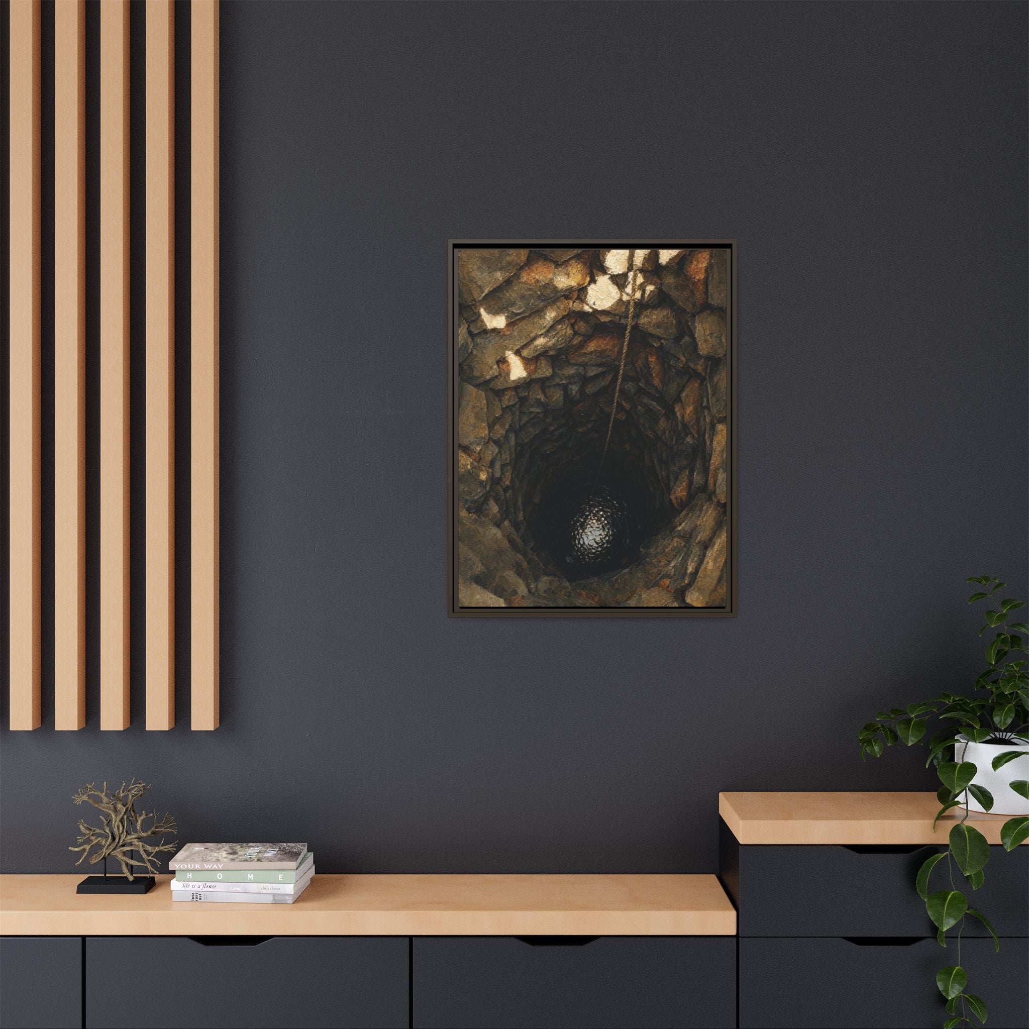 Framed Matte Canvas Wall Art — Rustic Stone Well Photography