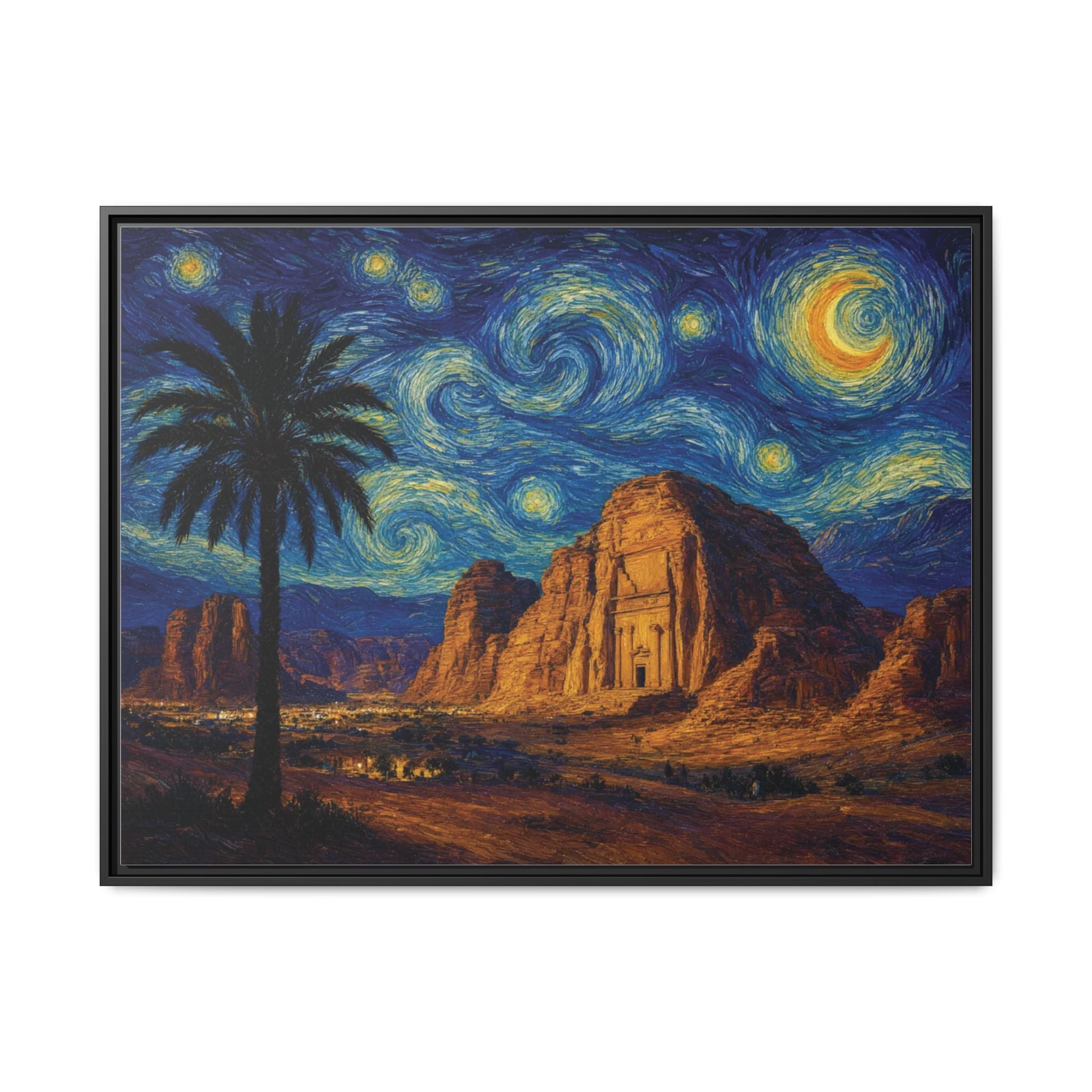 Starry Night Desert — Framed Matte Canvas Wall Art