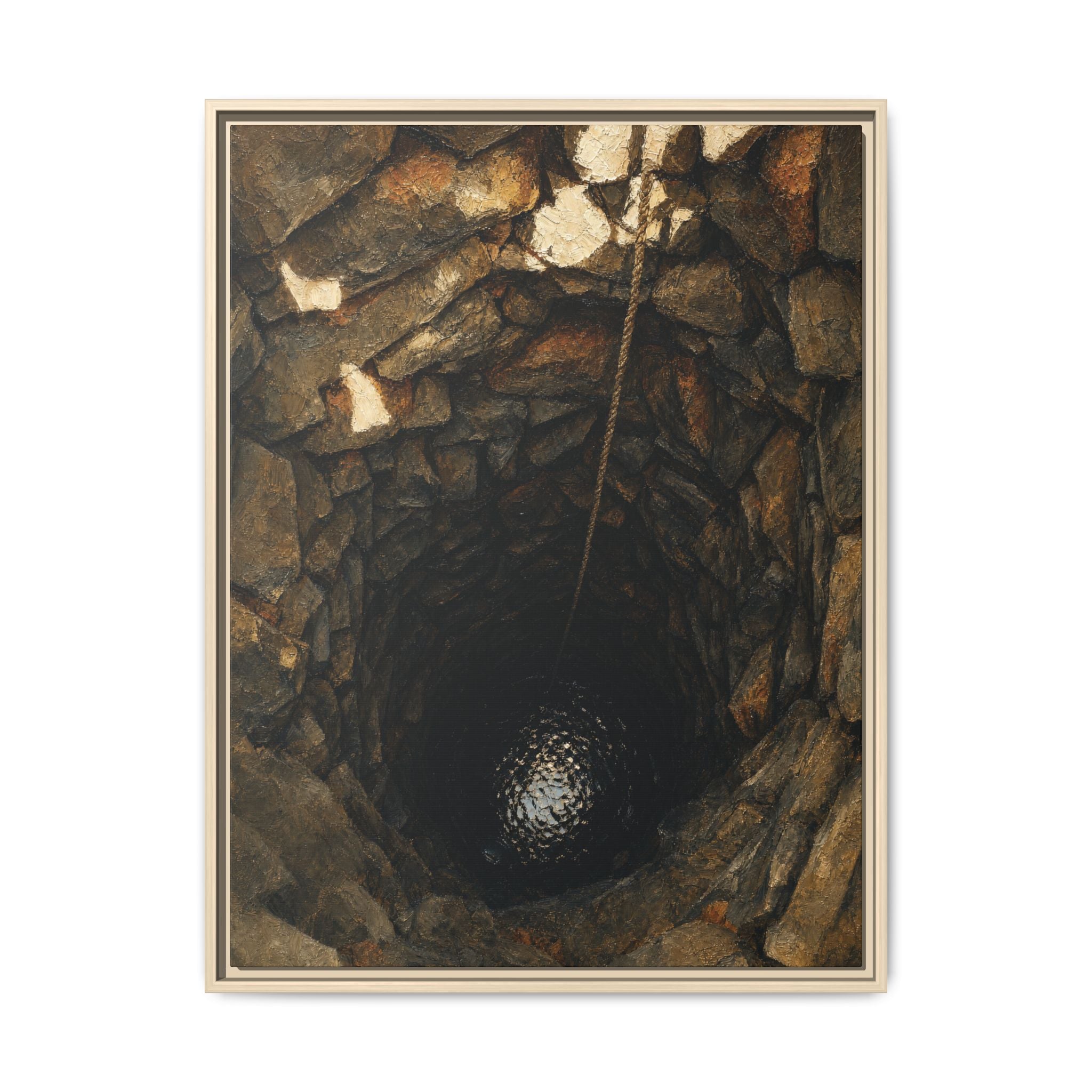 Framed Matte Canvas Wall Art — Rustic Stone Well Photography