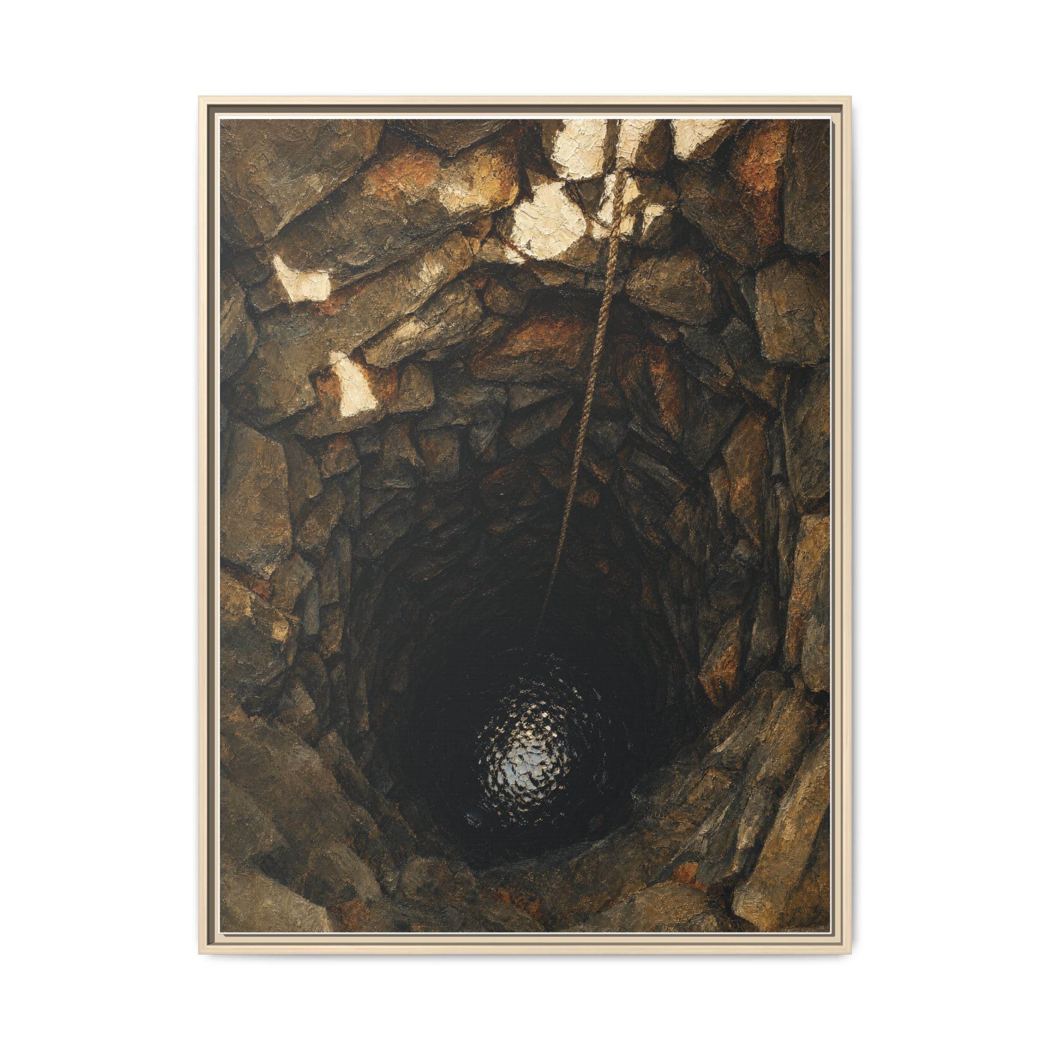 Framed Matte Canvas Wall Art — Rustic Stone Well Photography