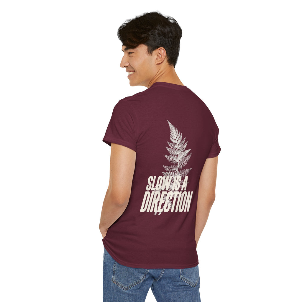 Fern Graphic T-Shirt — 'Slow Down & Direction' Vintage Nature Tee