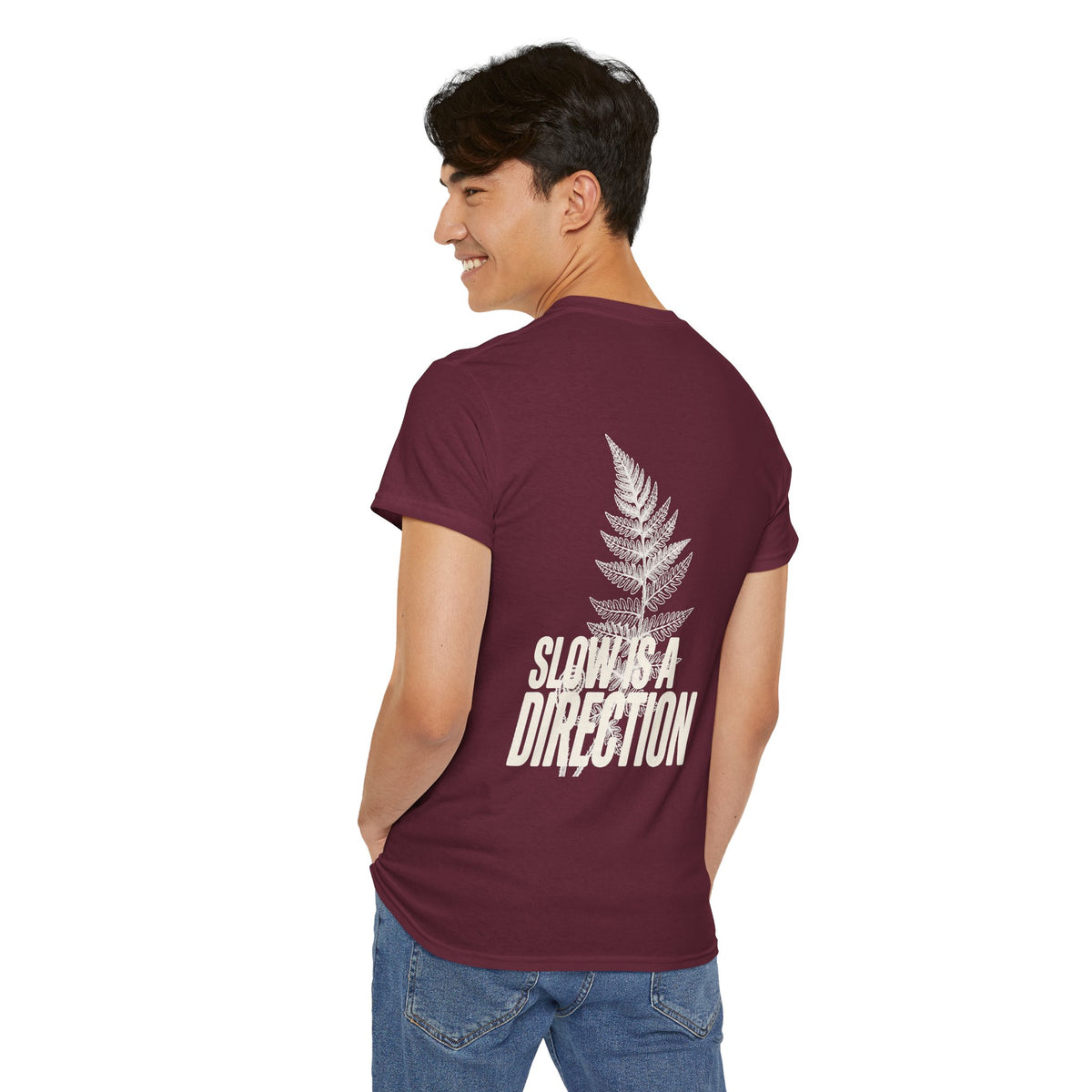 Fern Graphic T-Shirt — 'Slow Down & Direction' Vintage Nature Tee
