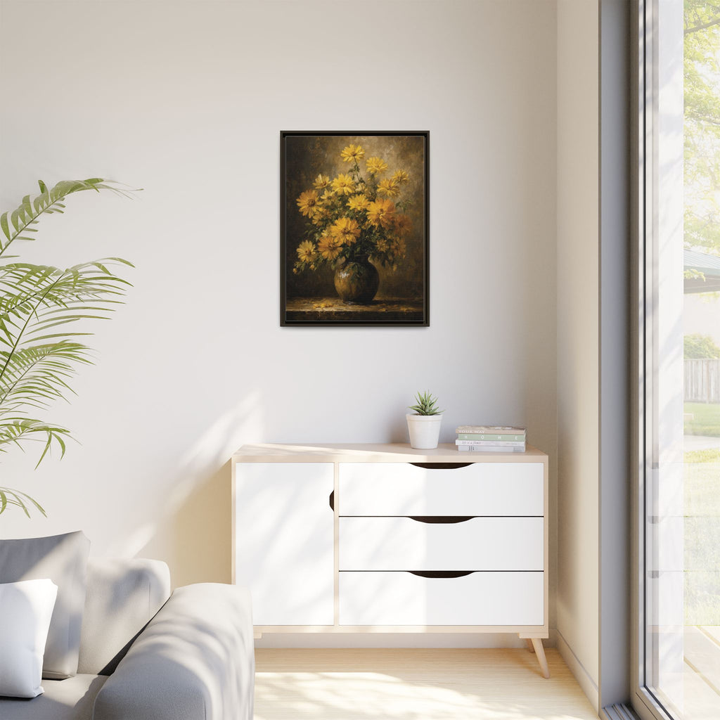 Framed Matte Canvas – Golden Daisy Still Life Wall Art